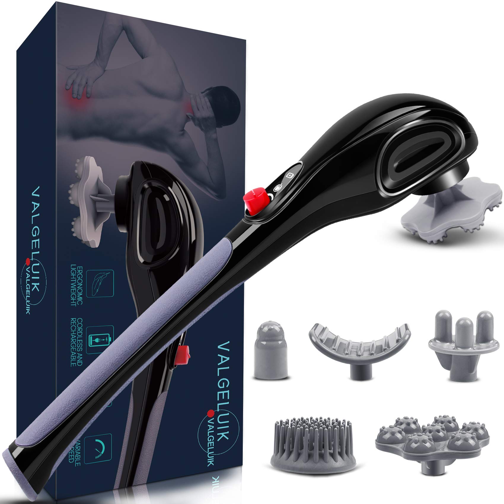 Rechargeable Hand Held Deep Tissue Massager Cordless for Muscles Back Full  Body