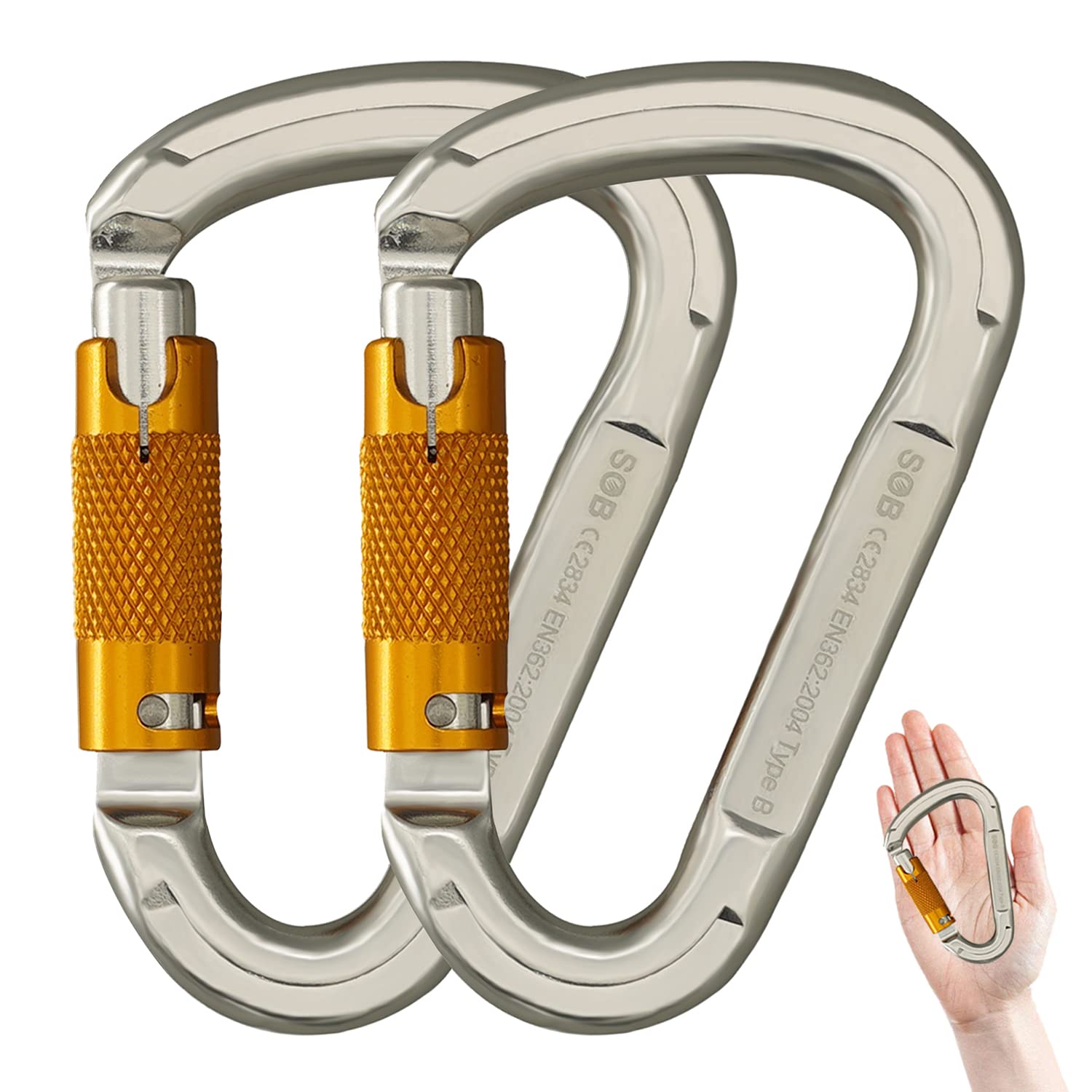 2 Pieces Carabiner Heavy Duty Carabiner D-ring Carabiner Clip Twist Lock Carabiner  Clip For Gym Hammock Yoga Swing Camping Key Chain Lock Dog (b