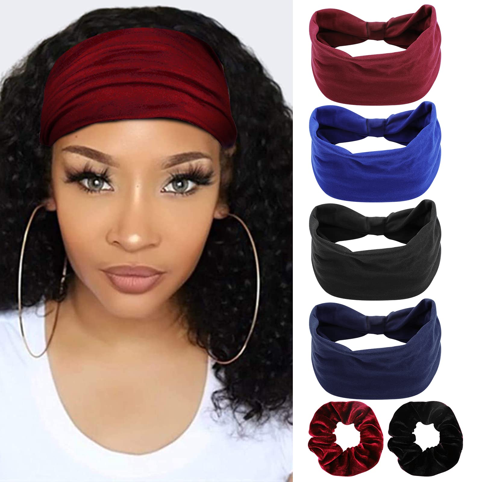 Womens Headband, Black Wide Headbands for Women, Yoga Headband, Hair Scarf,  Tube Scarf Bandana -  Singapore