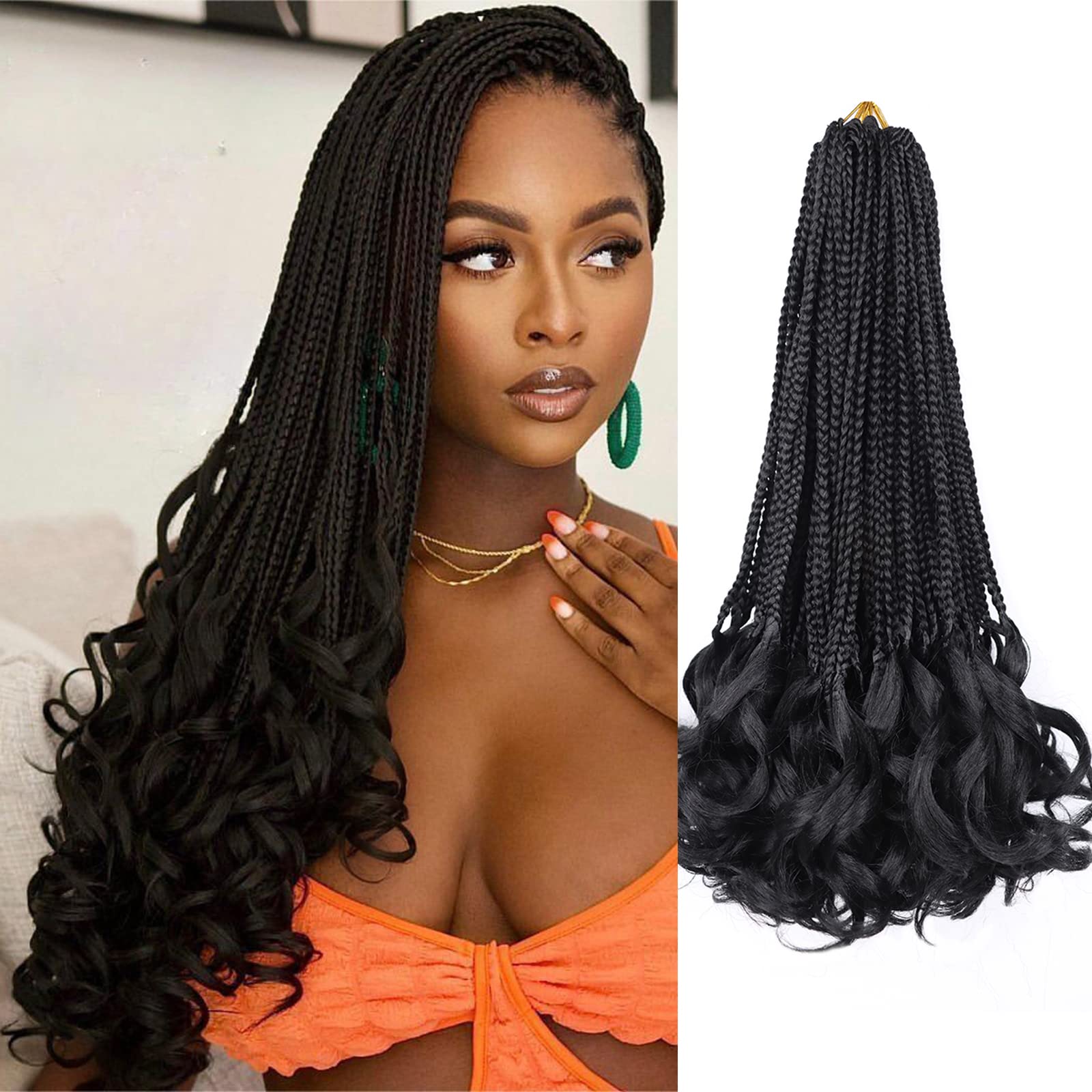 French Curl Crochet Braids 22 Inch 8 Packs French Curly Braiding Hair  Goddess Box Braids Crochet Hair for Black Women Pre Looped Crochet Box  Braids with Curly Ends Pre braided French Curl