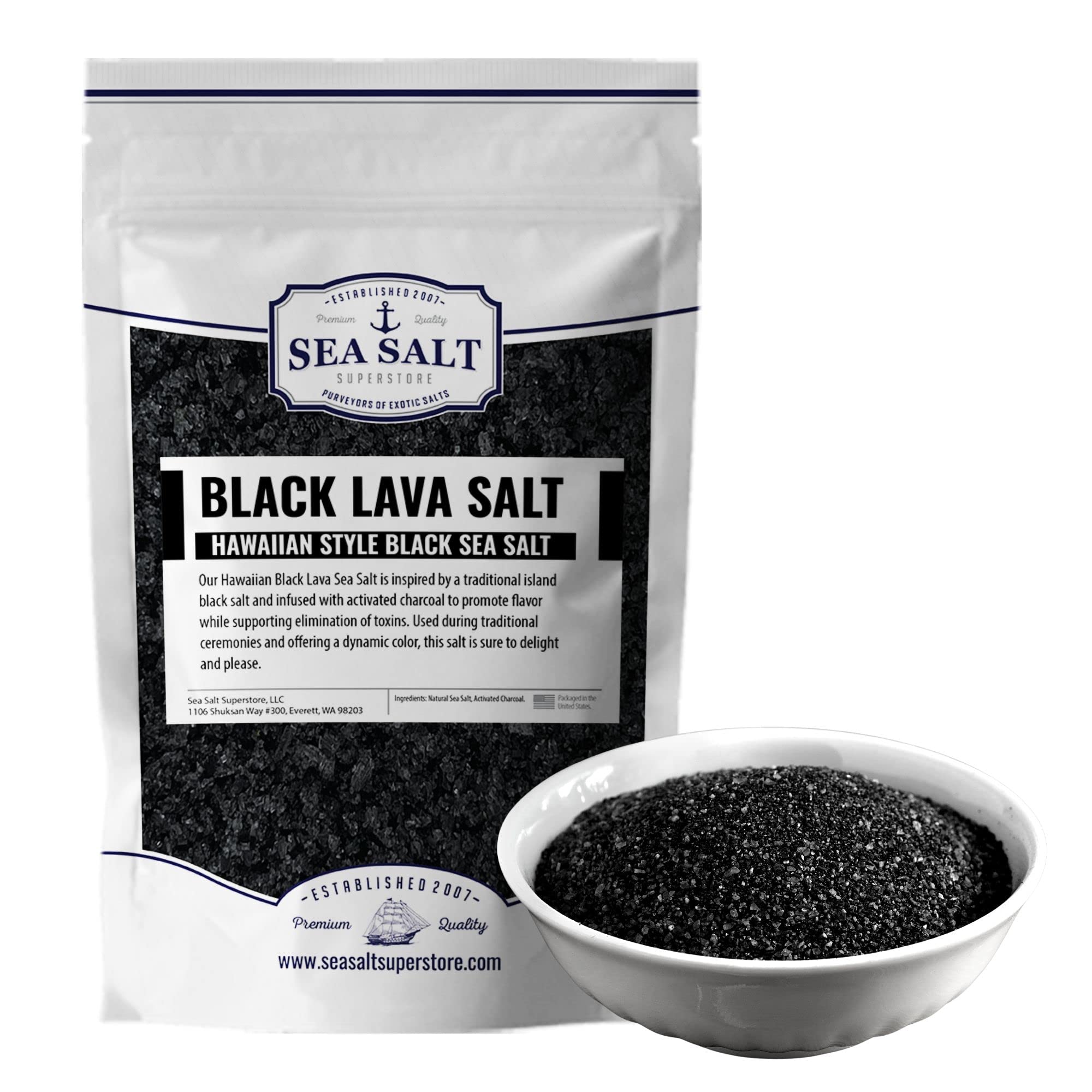 Salty Wahine Gourmet Sea Salt, Black Lava - 4 oz