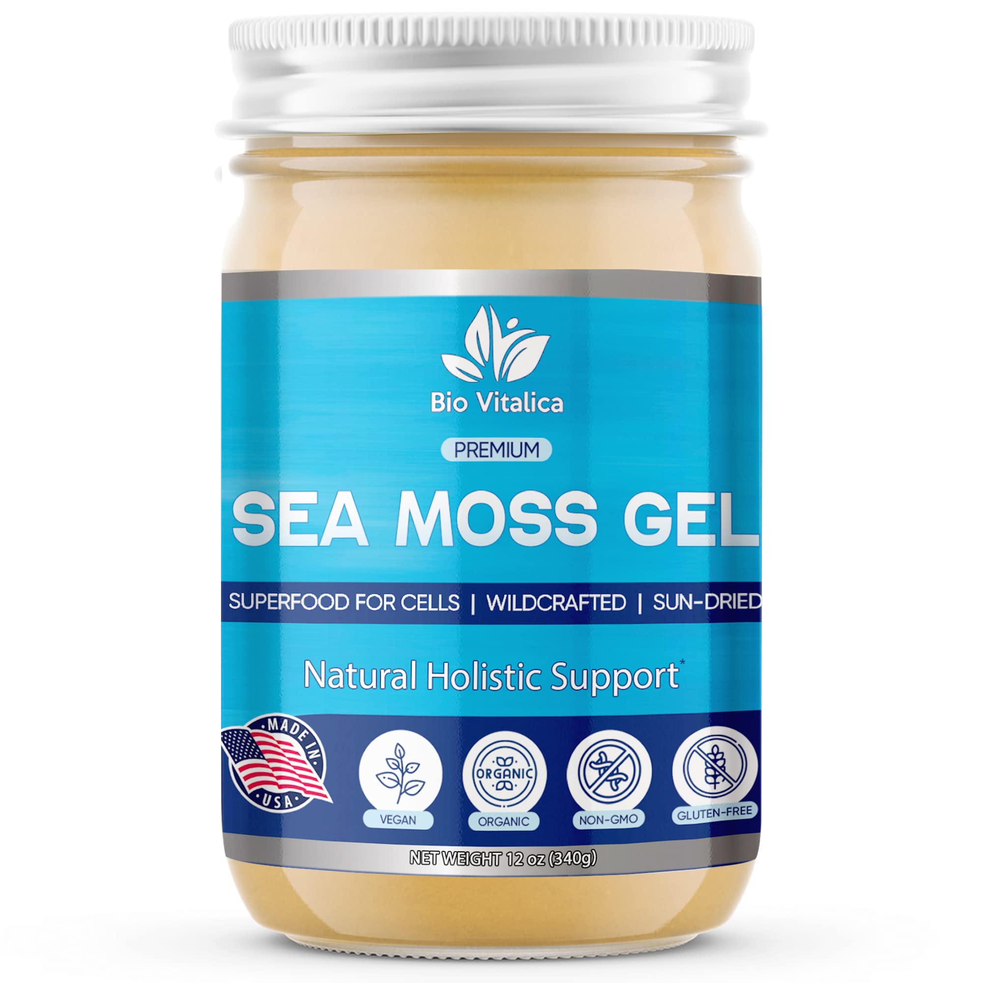 Sea Moss Gel by BioVItalica Irish sea Moss raw Organic Premium