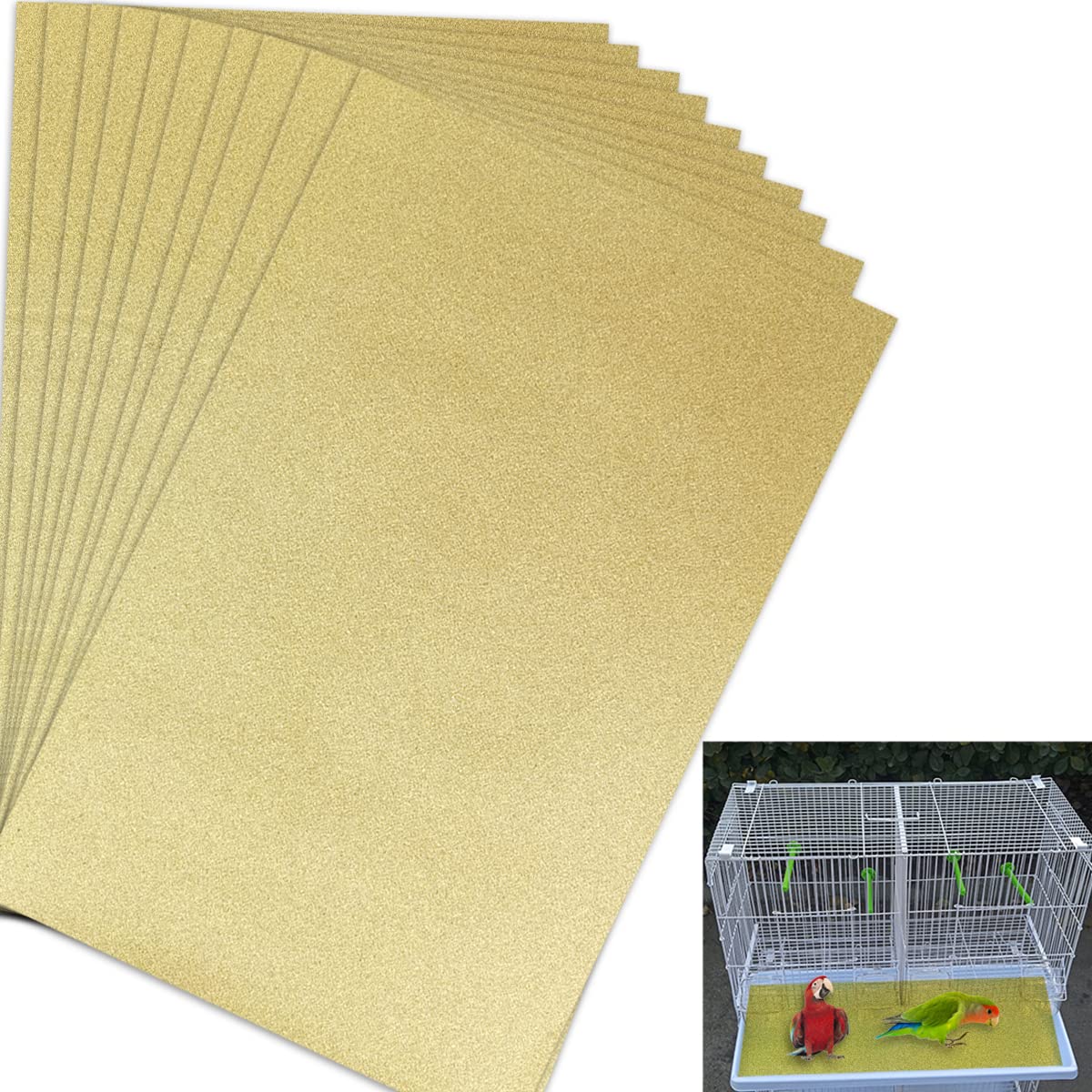 DVECUE Gravel Paper for Bird Cage 11x17 Inch Bird Cage Paper Liner  Thickness Sheets Absorbent 10 Pieces Rectangular