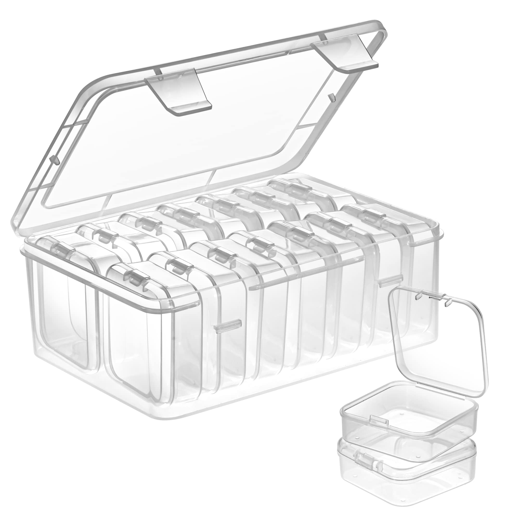 Mathtoxyz Small Bead Organizers 15 Pieces Plastic Storage Cases Mini Clear Bead  Storage Containers Transparent Boxes with Hinged Lid and Rectangle Clear  Craft Supply Case