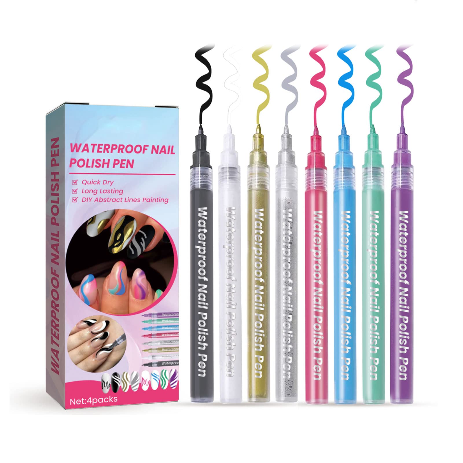 10 Nail Art Pens Nail Graffiti Pen Waterproof Nail Polish Pen