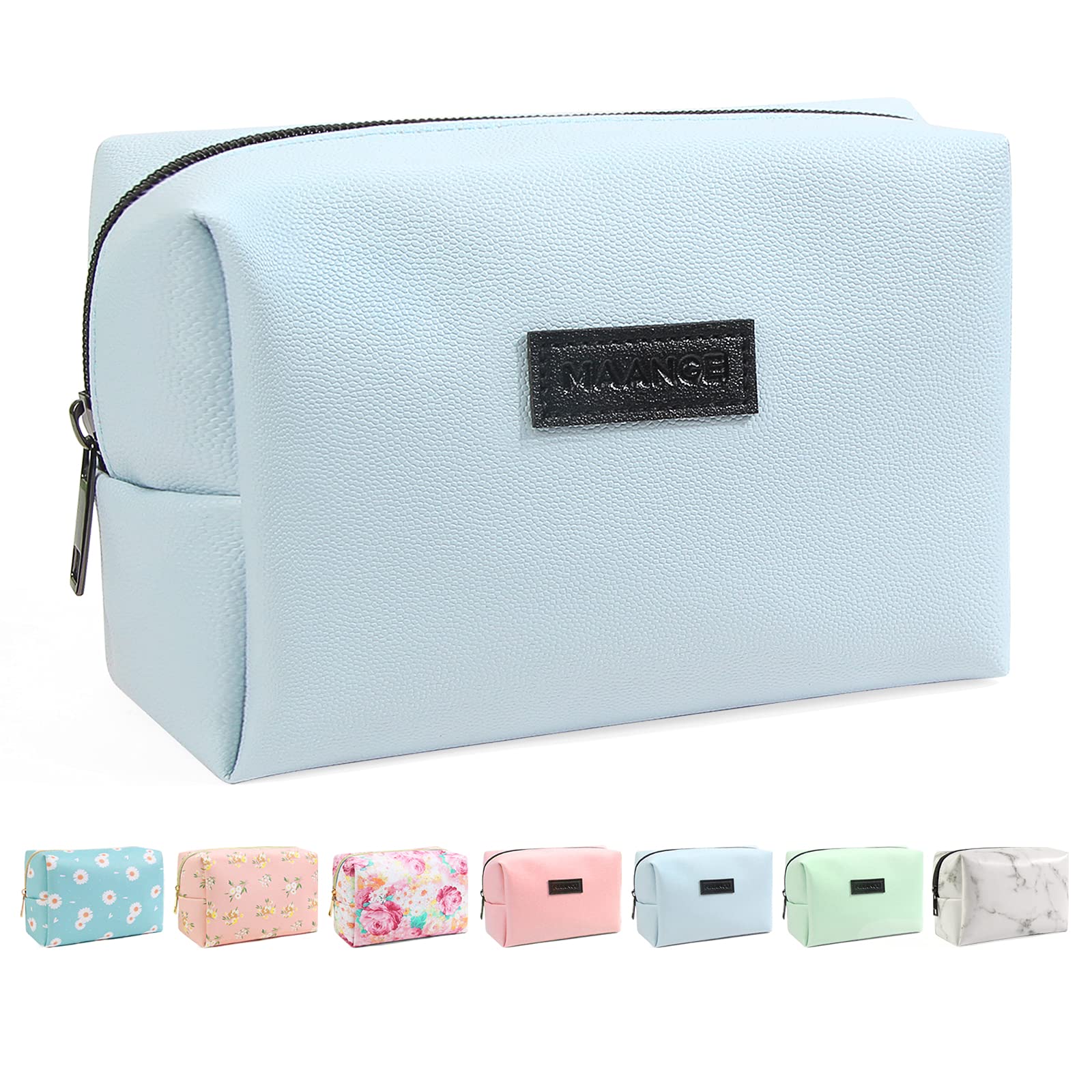 Travelwant Cosmetic Bags for Women Small Makeup Bag with Zipper PU Leather Makeup Pouch Makeup Bag for Purse Make Up Bag for Travelling, Blue