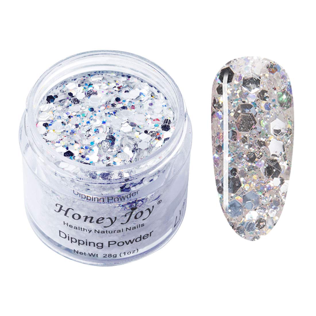 28g/Box Shine Silver Glitter Hexagon Sequins Paillette Dip Powder