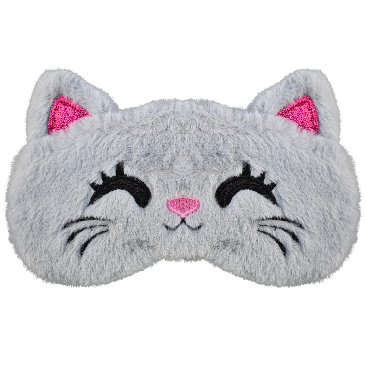 Mezeic Sleep Mask Cute Design for Sleeping Cartoon Soft Plush Blindfold  Funny Animal Eye Cover for Kids Girls Teens Women and Adult Eye Shade (Grey  Cat) F/Grey Cat