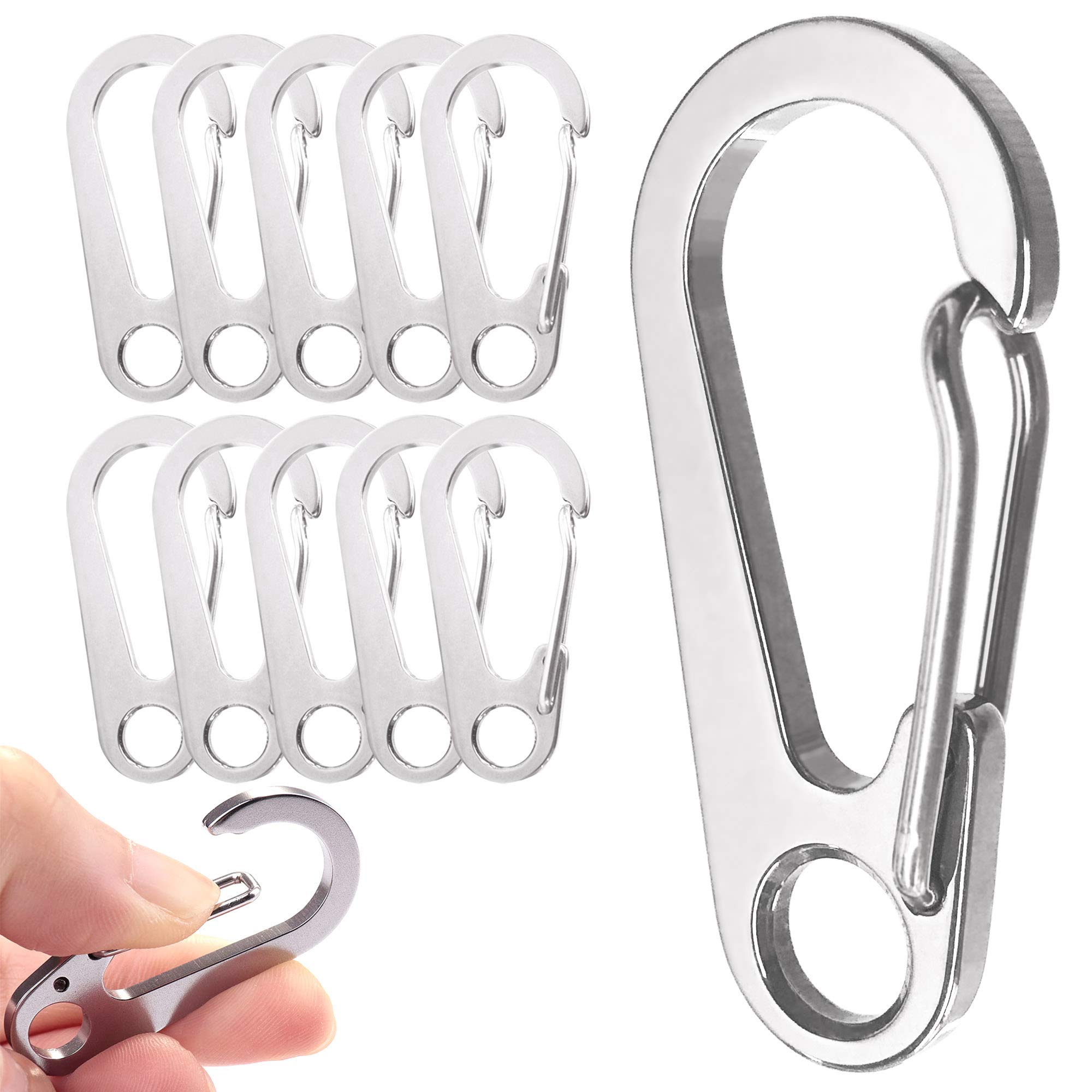 10PCS 1.77 Inch Stainless Steel Clip Spring-Snap Hook,EDC Mini