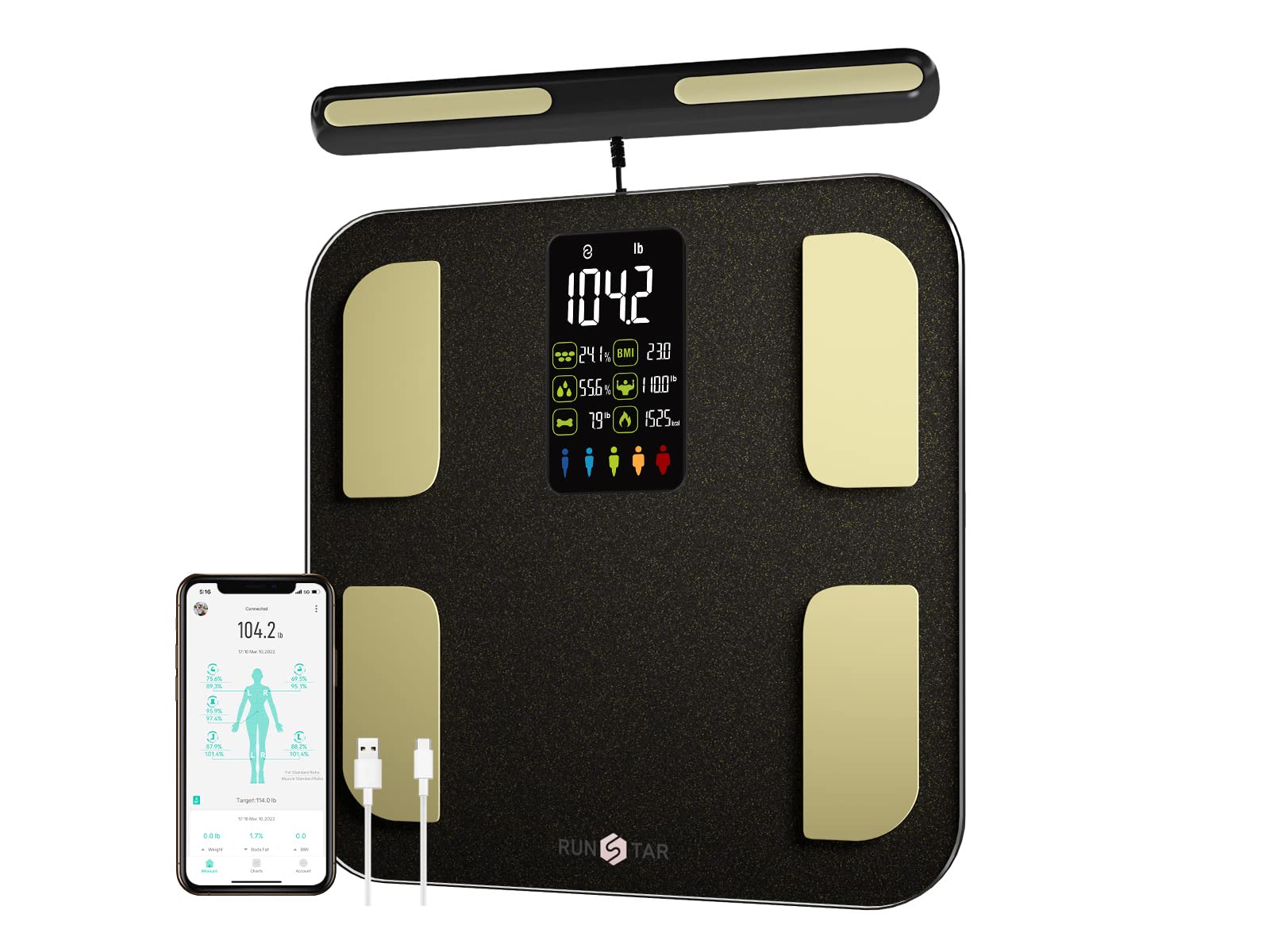 Smart Full Body Composition Analyzer Scale, Rechargeable 8