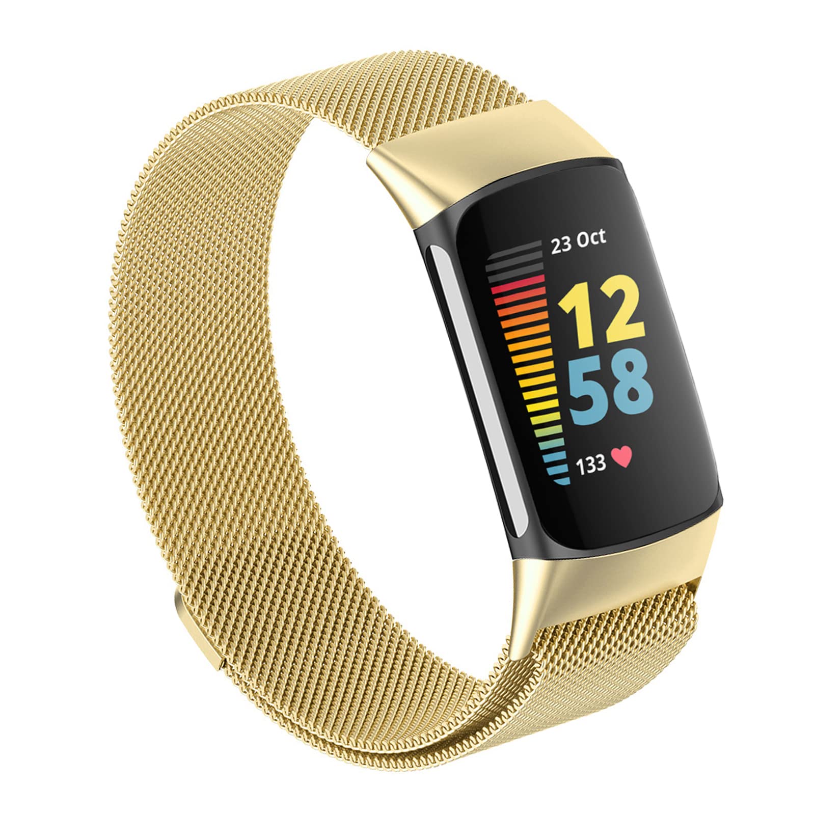 surfen masker Ook Magnetic Mesh Loop Bands Only Compatible with Fitbit Charge 5 Bands,Metal  Adjustable Stainless Steel Wristbands Replacement Straps for Charge 5  Activity Tracker Women Men,Gold, Large L: 5.9"-8.3" Gold