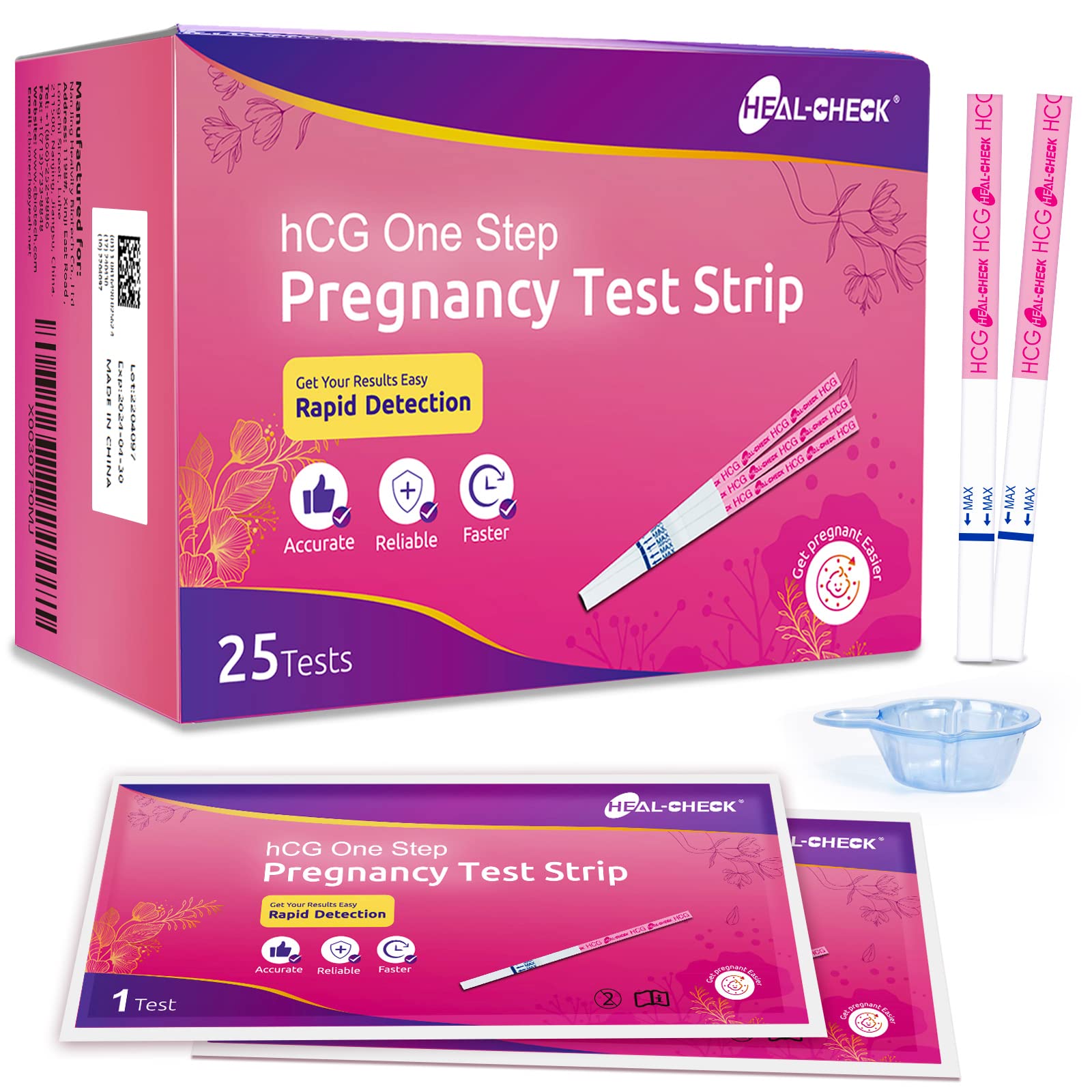 HEALCHECK HCG Pregnancy Test Strips 25Count HCG Test Strip with 25