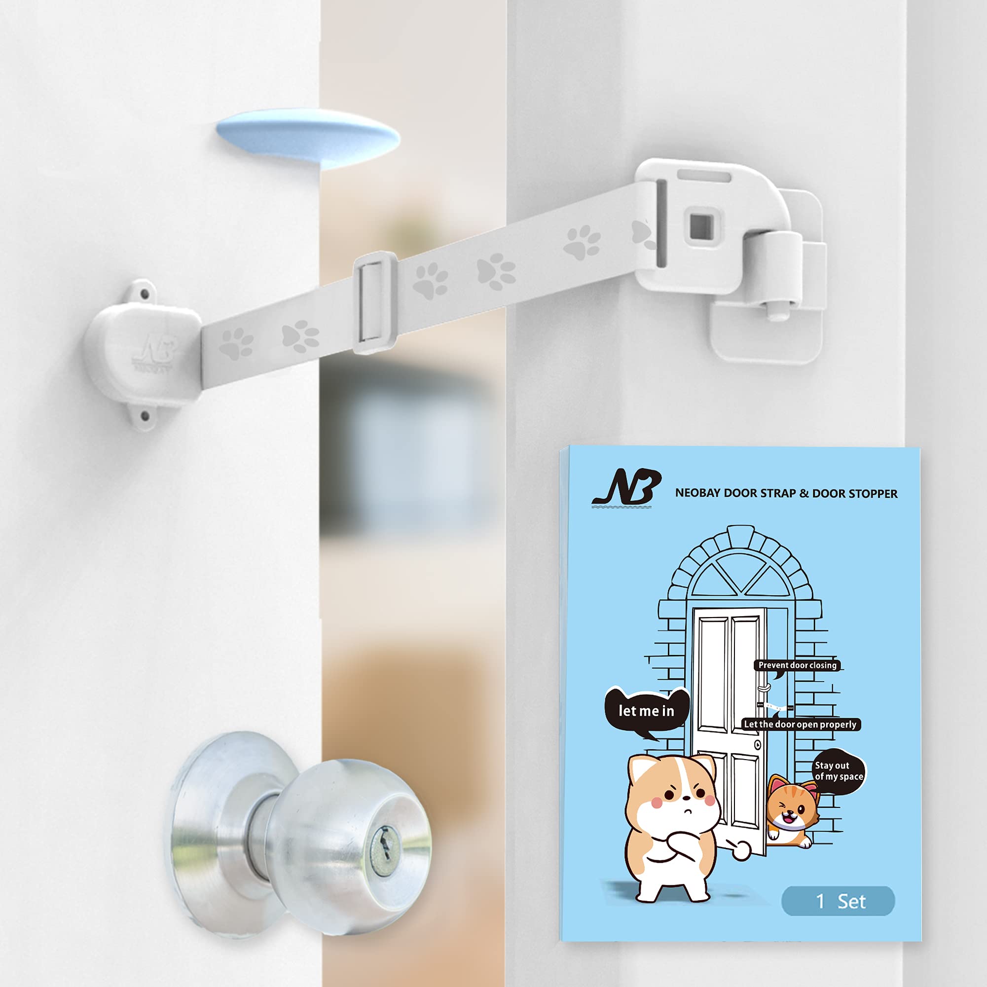  Neobay Child Proof Door Strap with Silicone Door Stopper. No  Need for Baby-Gate. Keep Toddler Out and Let Cat in. Prevents Finger Pinch  Injuries. : Baby