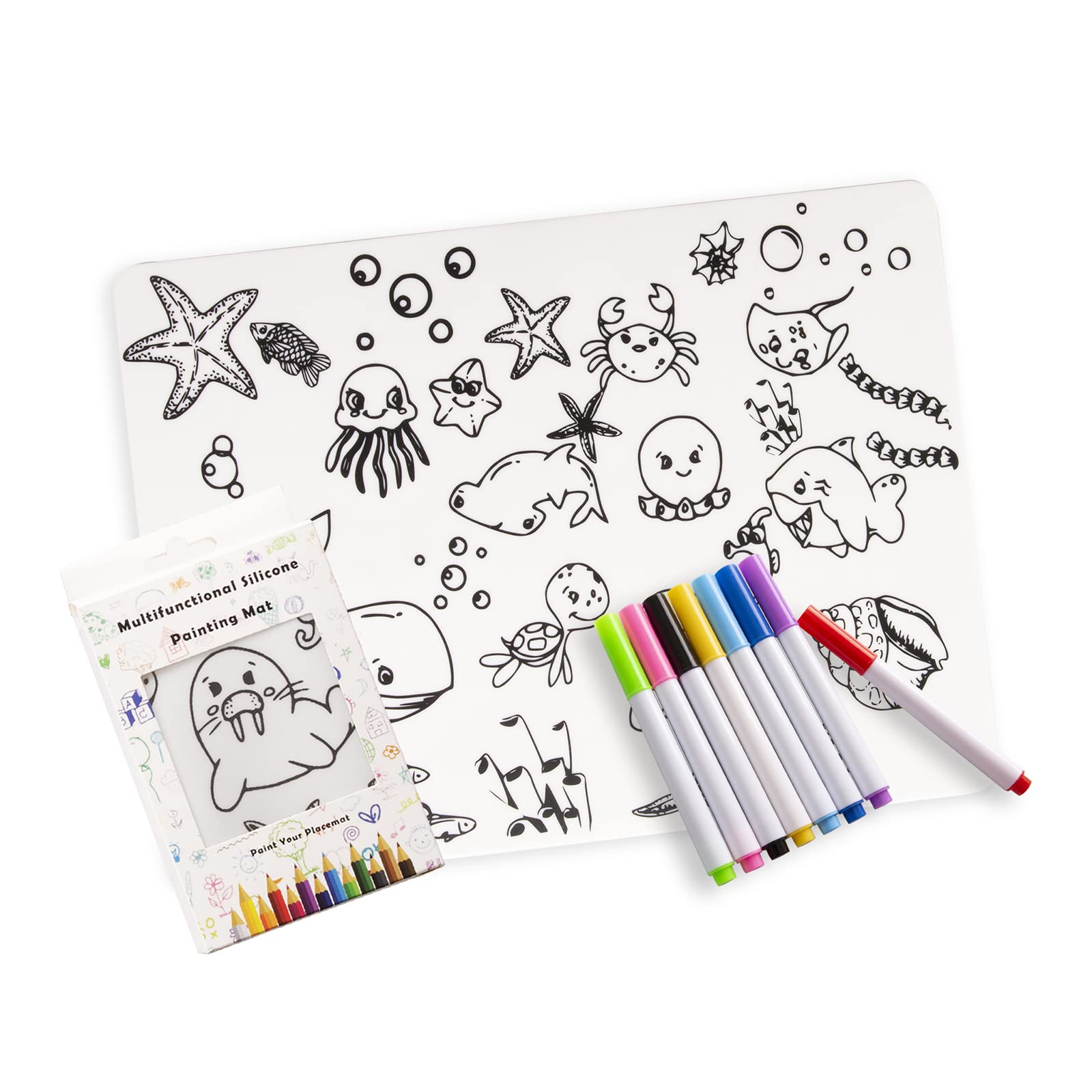 Silicone Coloring Placemat- Washable Drawing Mat for Kids