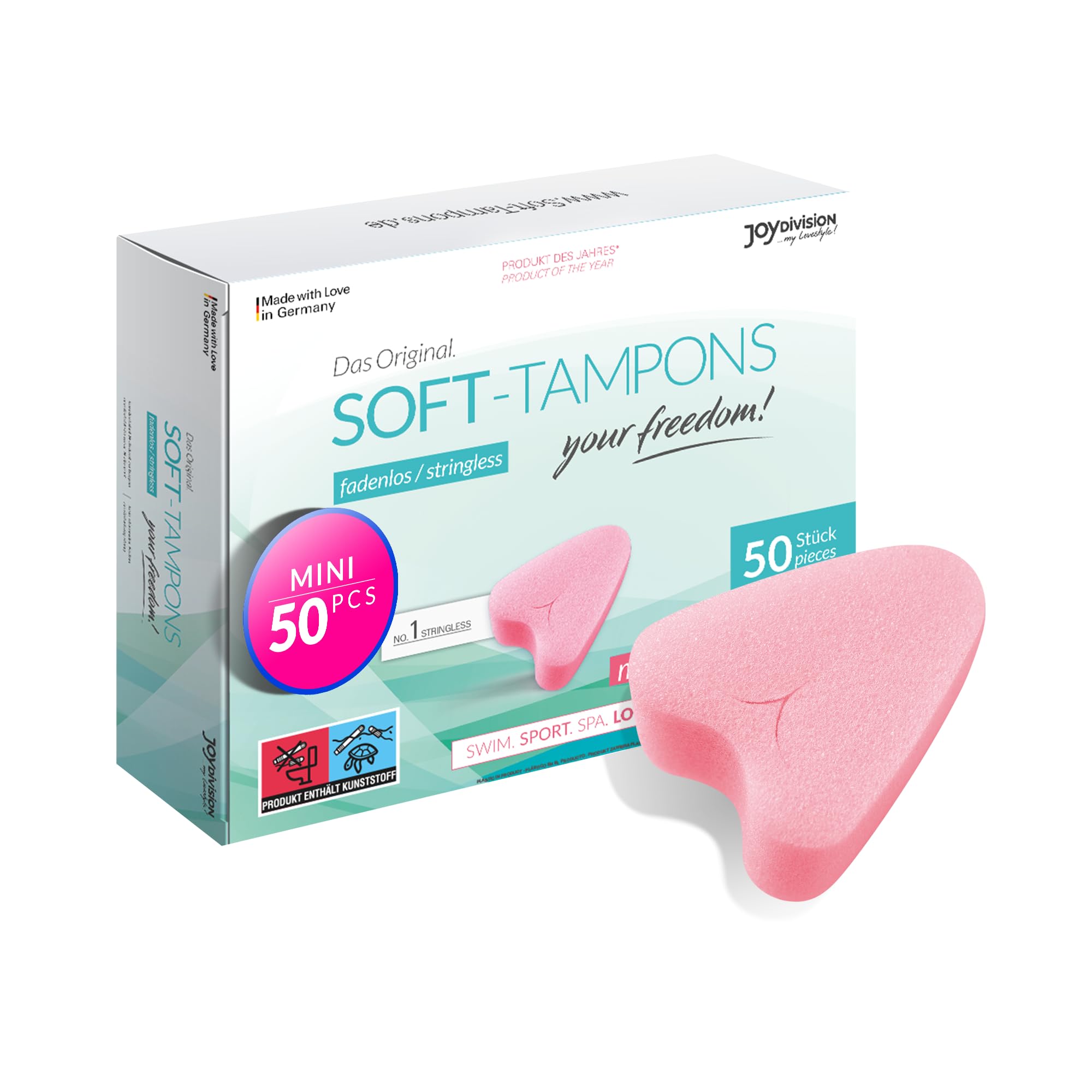 JOYDIVISION SoftTampons Mini I 50 Pieces I Threadless tampons for Sports Swimming & spa I