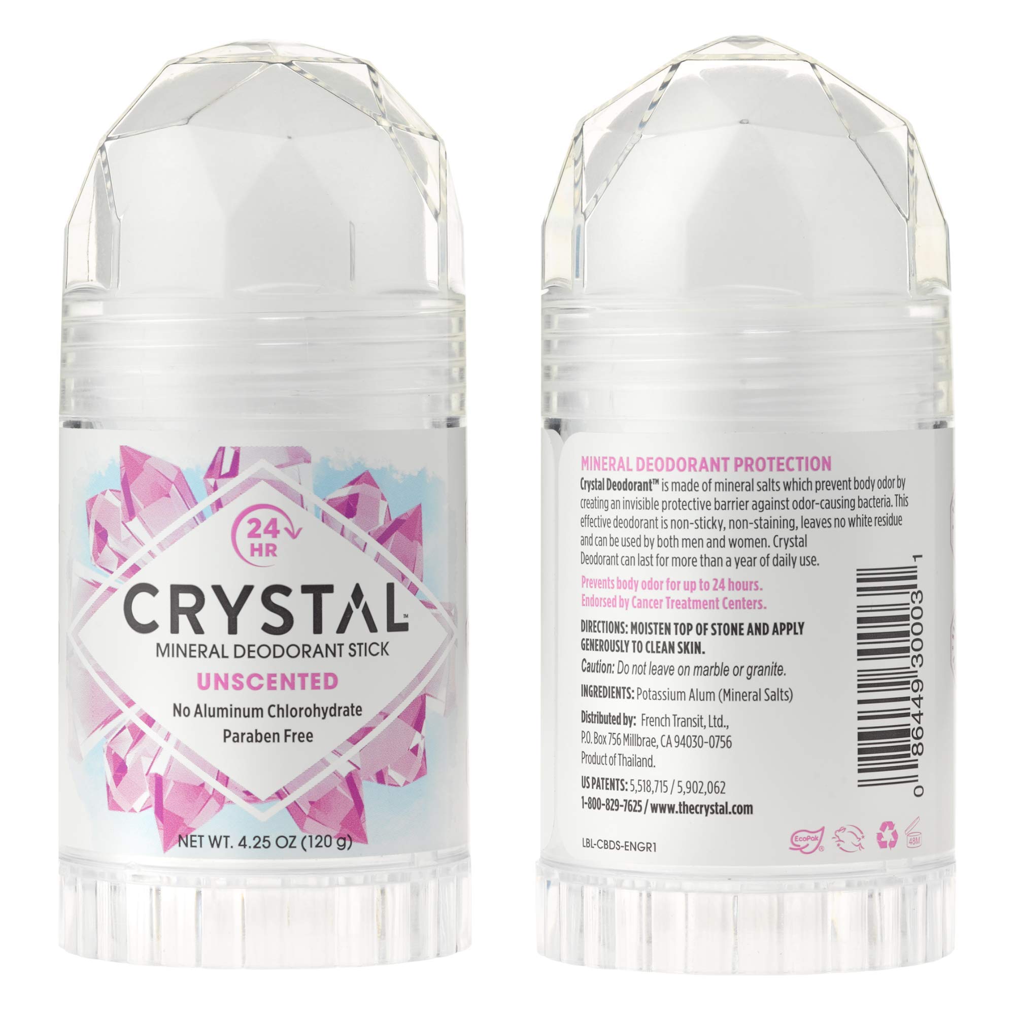 Crystal Deodorant, Unscented, Natural Crystal Deodorant Stick, Mineral  Salt Deodorant, Salt Deodorant