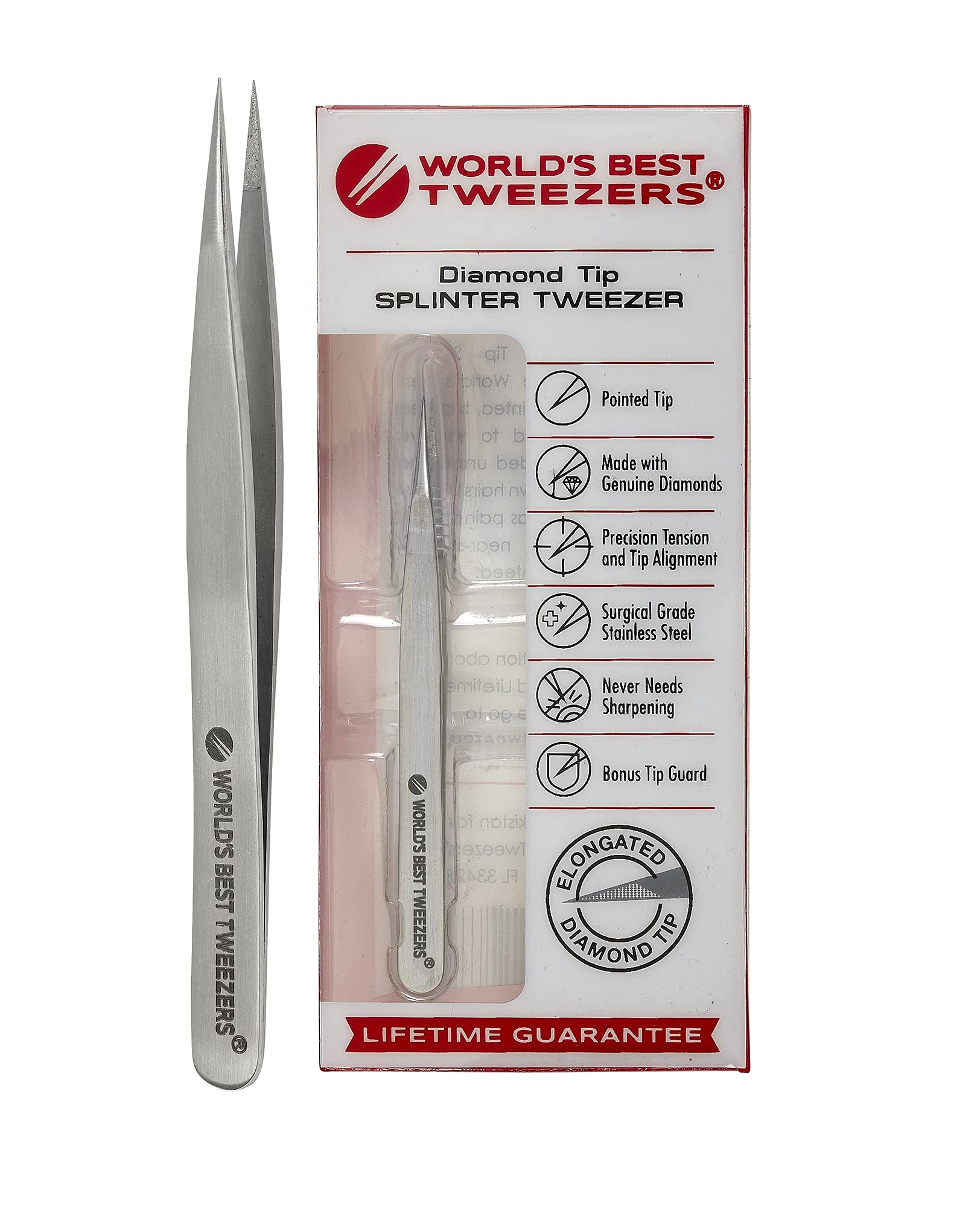 World's Best Tweezers Diamond Tip Splinter Tweezers - Diamond
