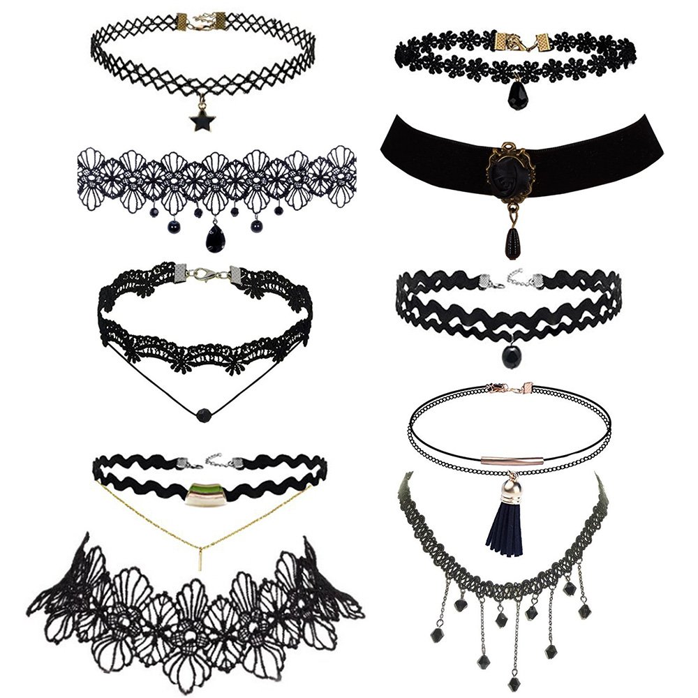 12 Pcs/pack Fashion Tattoo Choker Necklace Girls Gothic Chokers Necklaces  for Womens Jewellery