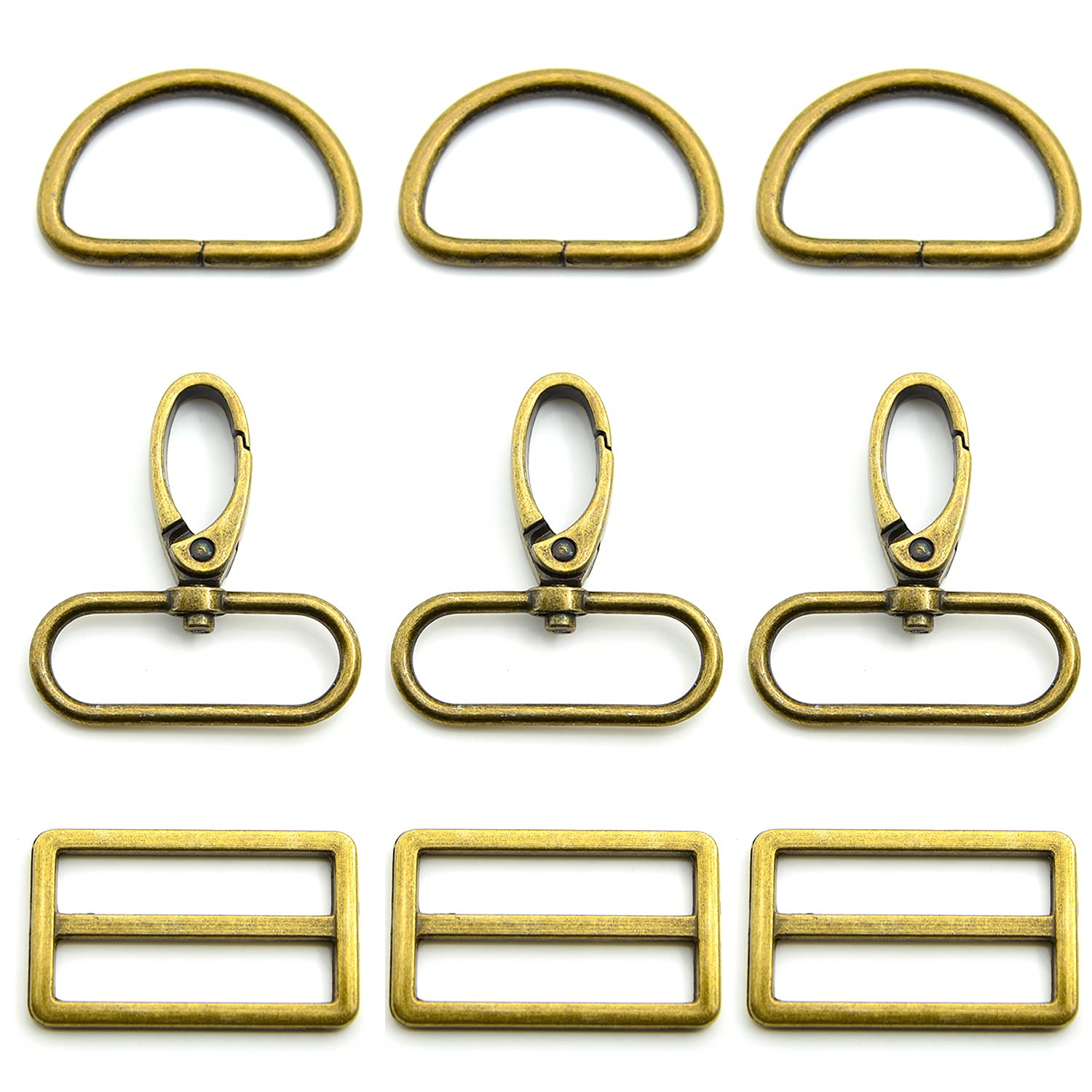 MELORDY 15Pcs Metal Swivel Snaps Hooks with D Rings and Tri-Glides Slide  Buckles for Key