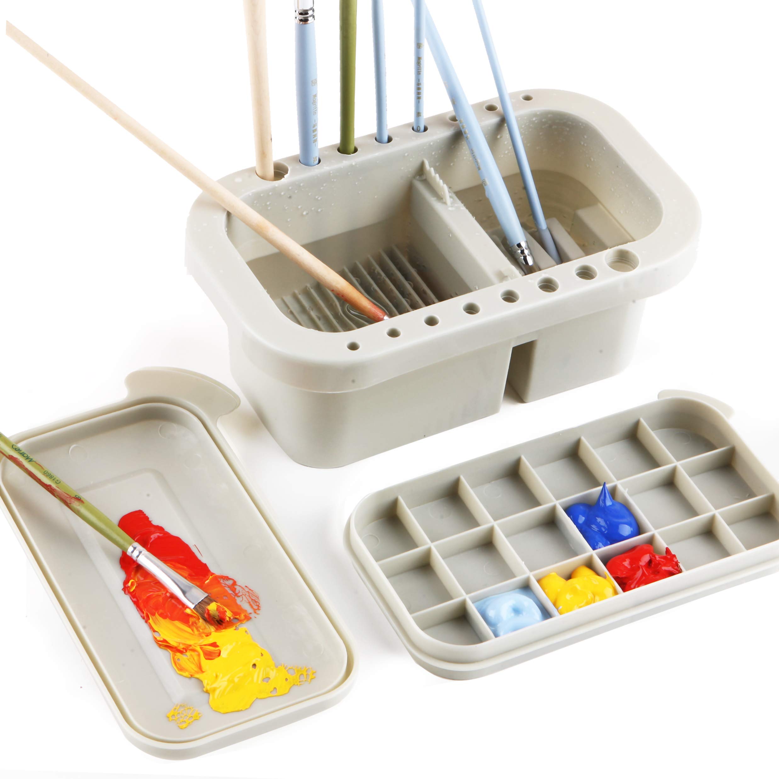 martol Multi-Use Paint Brush Basin with Brushes Holder Washer