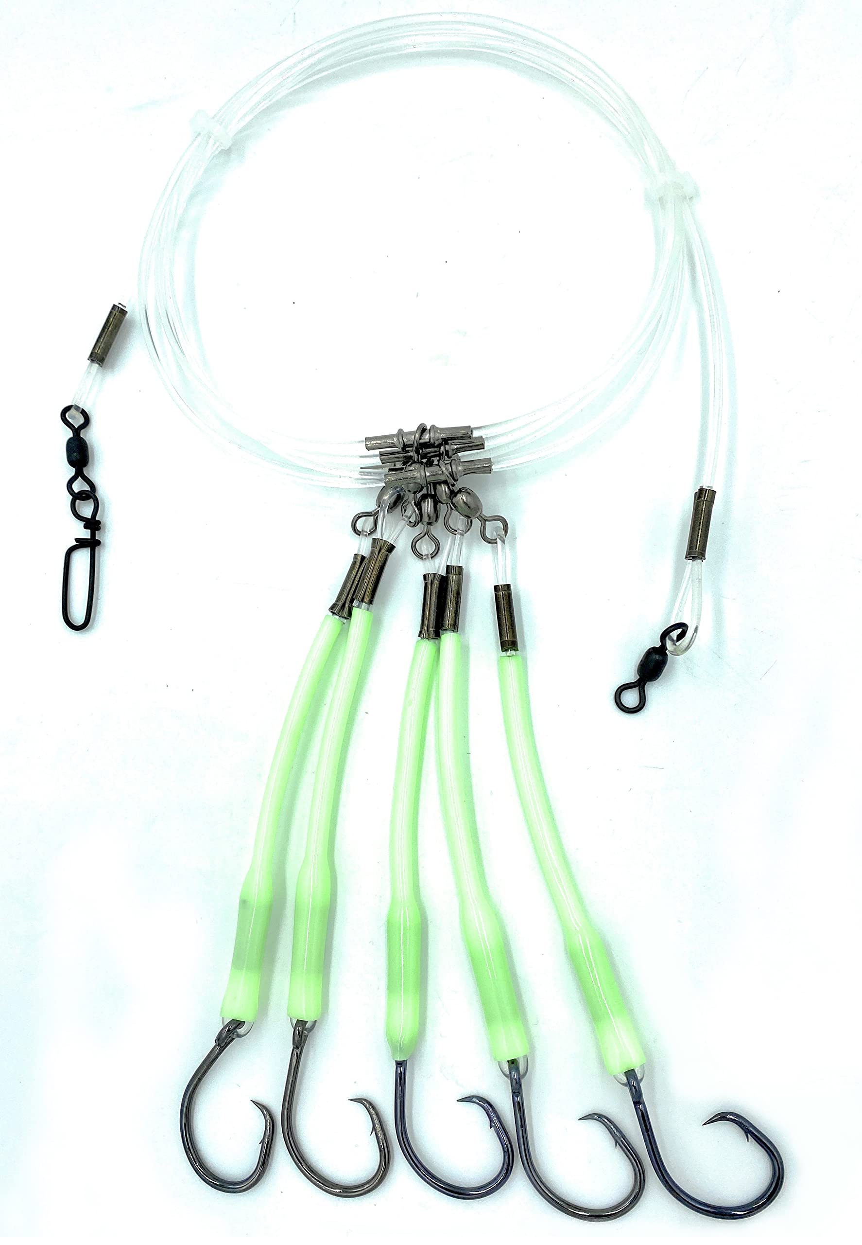 Fish WOW!® Glow 5-Hook Squid Catcher Rigs Gangion Fishing Terminal baits  Hook - Glow in The Dark