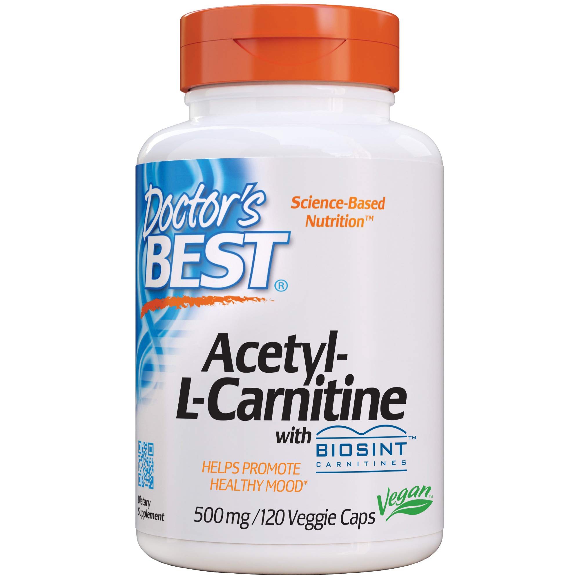 Doctor's Best Acetil-L-Carnitina Con BIOSINT - 500mg, 60 Capsule Vegane - Testato In Laboratorio, Senza Glutine E Senza Soia - 6