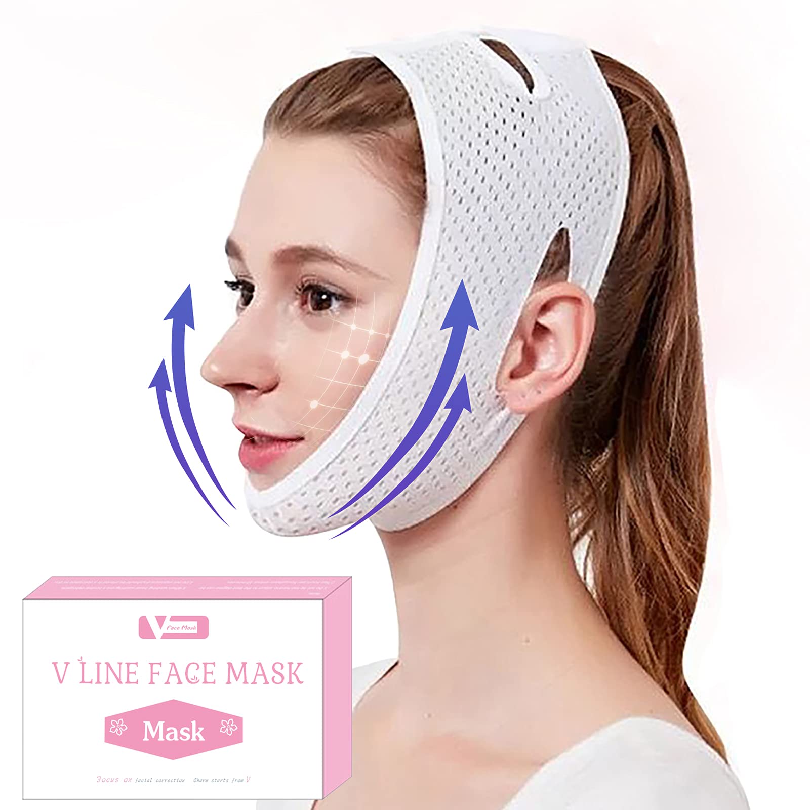 Klyque Reusable V Shaped Slimming Face Mask and Double Chin Reducer Strap,  Skin Care, Lifting Belt, Face Lift, Face Slimmer