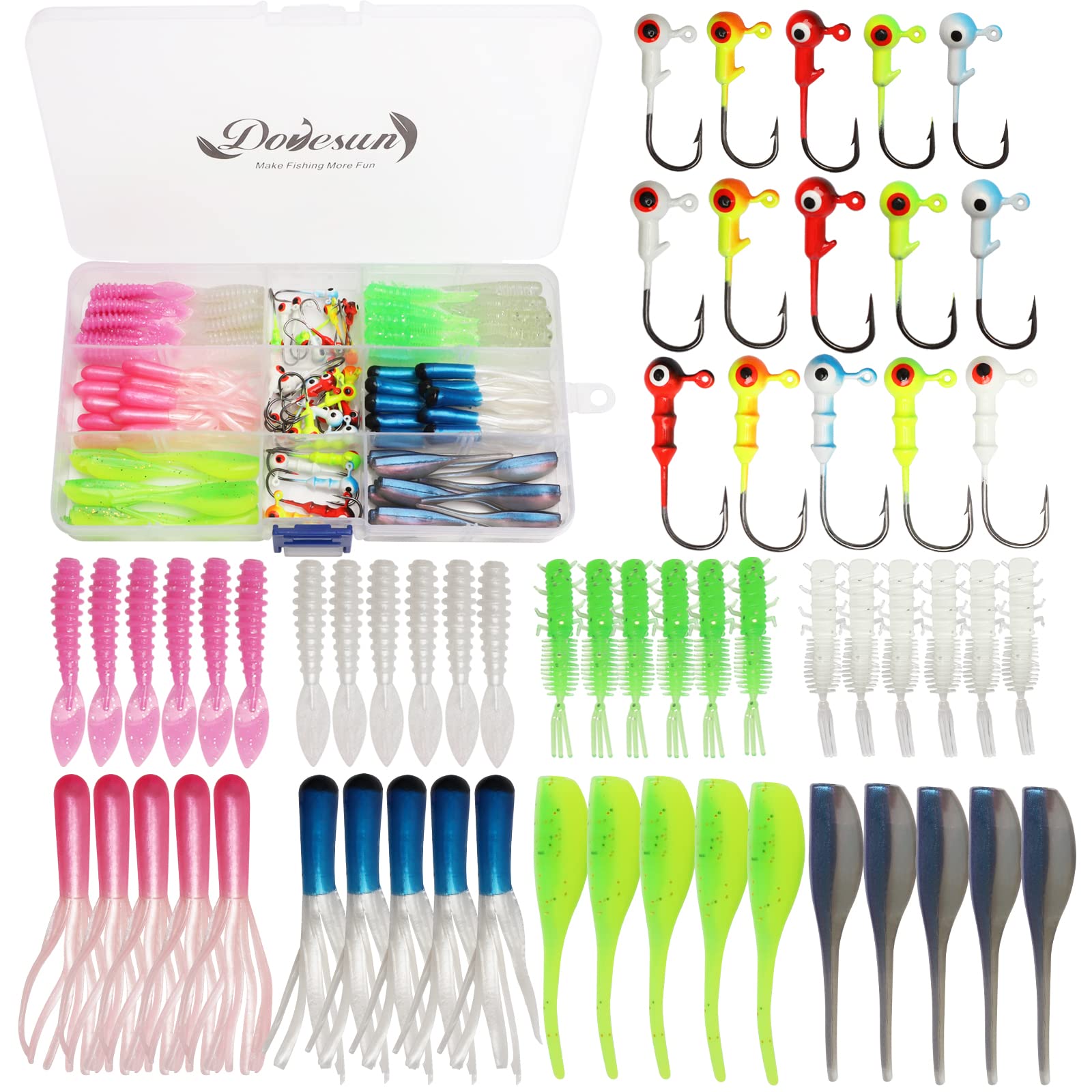 Crappie Jig Heads Hooks Kit with Artificial baits Soft Plastic Tubes  Fishing Lures Bass Trout jig Saltwater fishing tackle