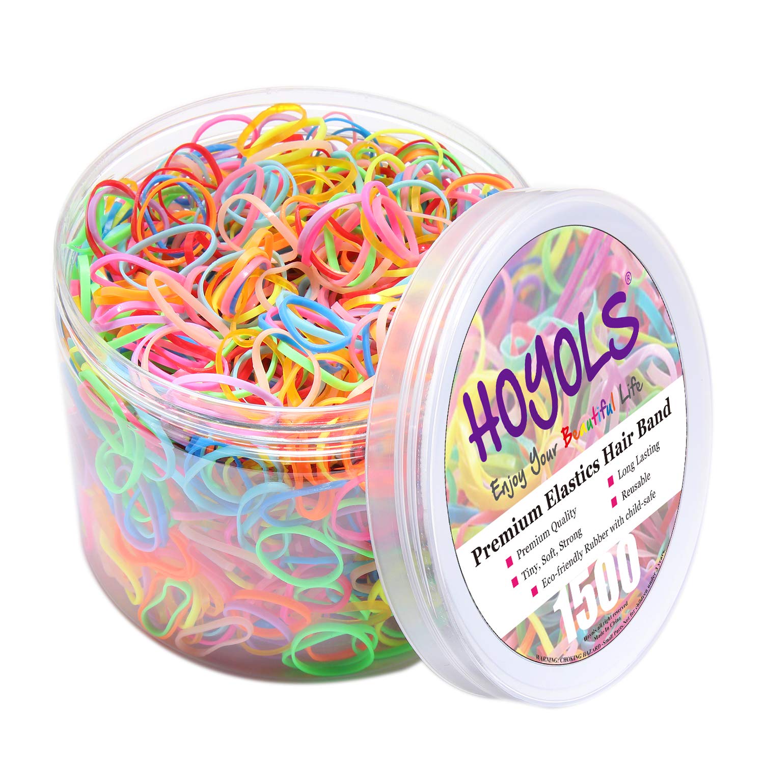HOYOLS Baby Hair Ties Hair Rubber Bands for Toddler Infants Kids Girls Thin  Small Hair Elastics 1500 Piece Pack 2.Multi-Color 1500 pcs