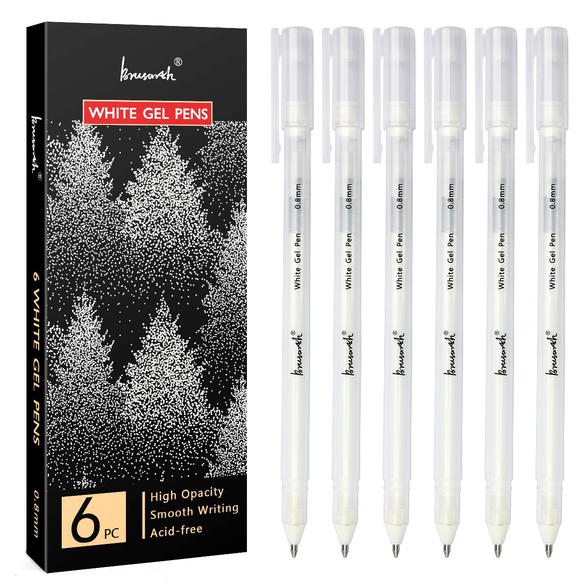 White Gel Pen Set - 0.8 mm Extra Fine Point Pens Gel Ink Pens for