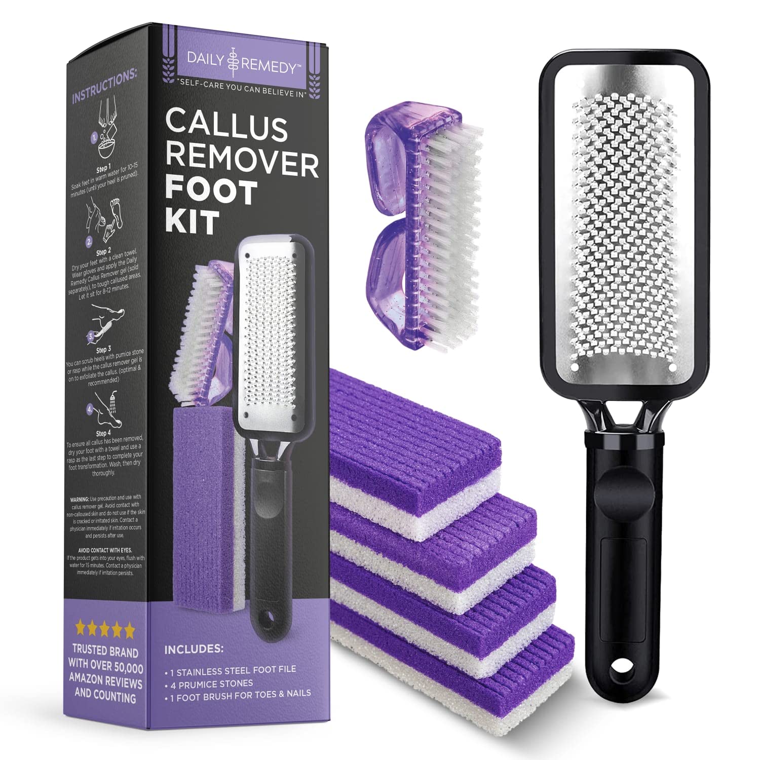 DAILY REMEDY Foot Callus Remover Set - Includes 1 Stainless rasp