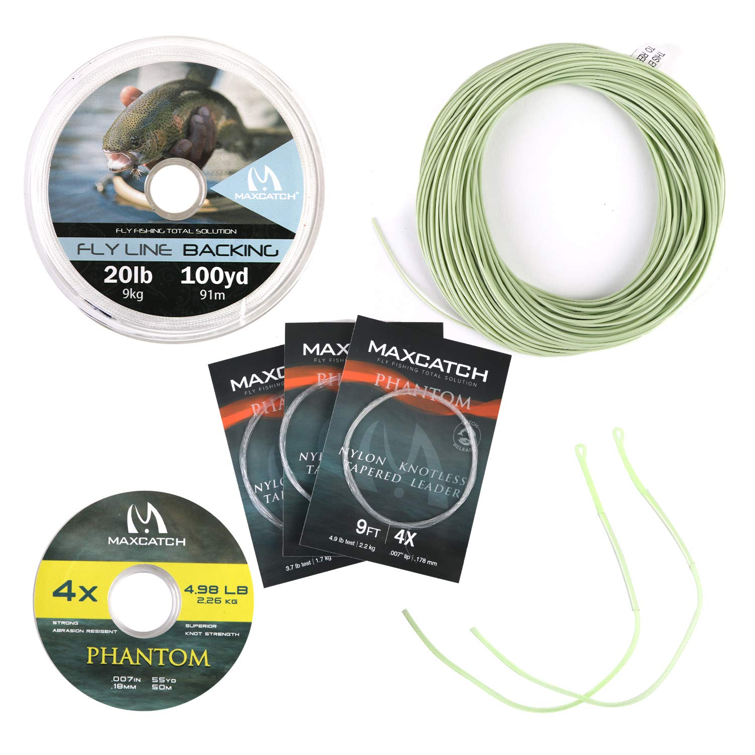 M MAXIMUMCATCH Maxcatch Best Price Fly Fishing Line (Weight Forward,  Floating) and Fly Line Combo with Backing Leader and Tippet  (1F/2F/3F/4F/5F/6F/7F/8F/9F/10F) Line Combo Moss Green WF4F 100FT