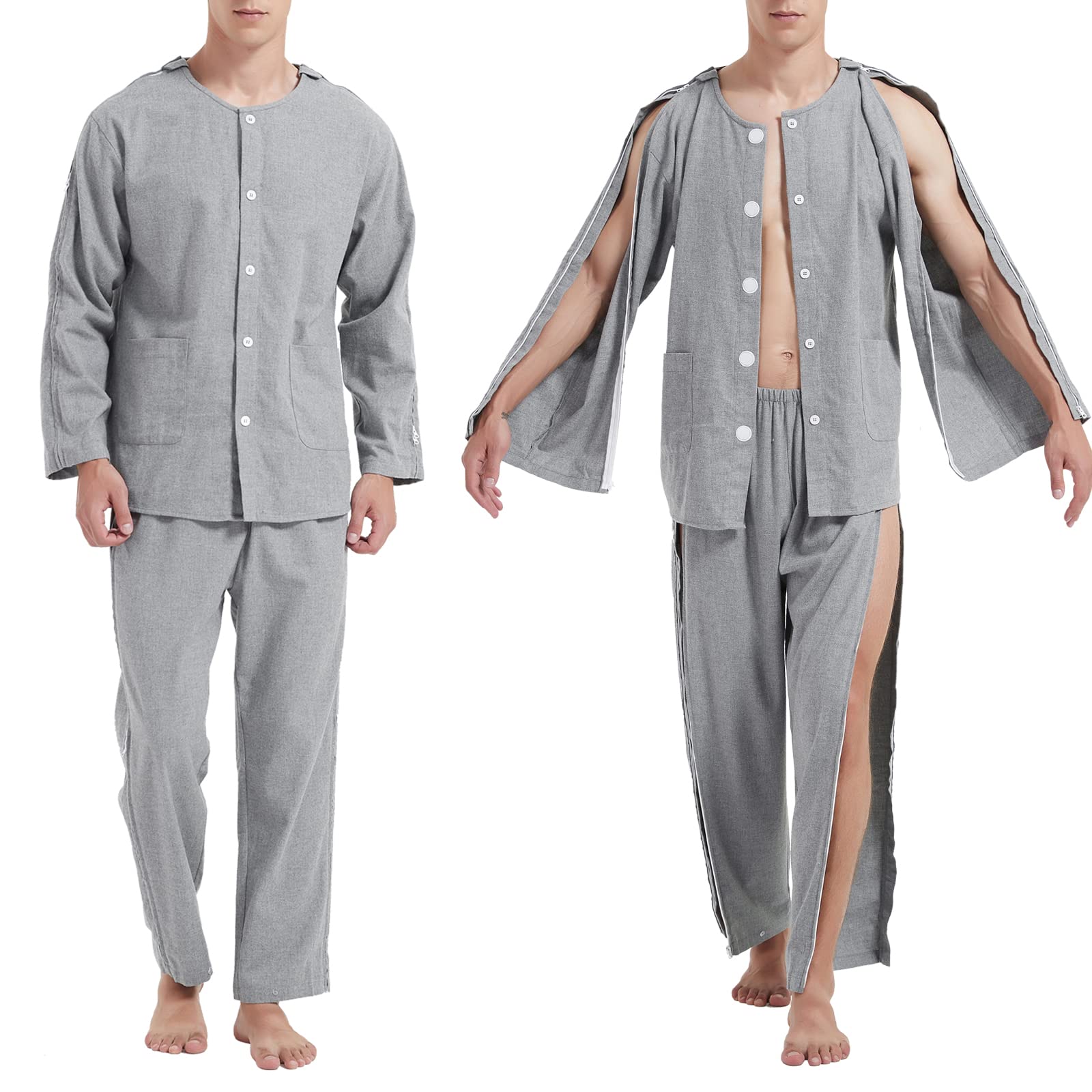 YOSINISO Bedridden Patient Clothing, Double-Opening Zipper Tearaway ...