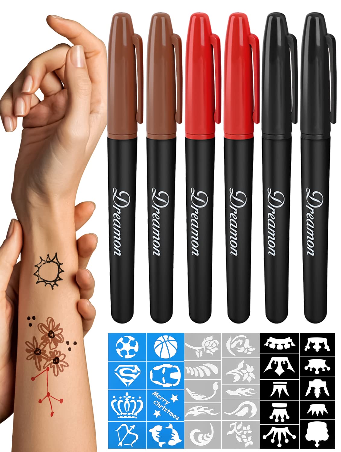 10 Colors Temporary Tattoo Markers For Drawing Safe Non-toxic Body Paint  Marker Washable Tattoo Pen Art Supplies