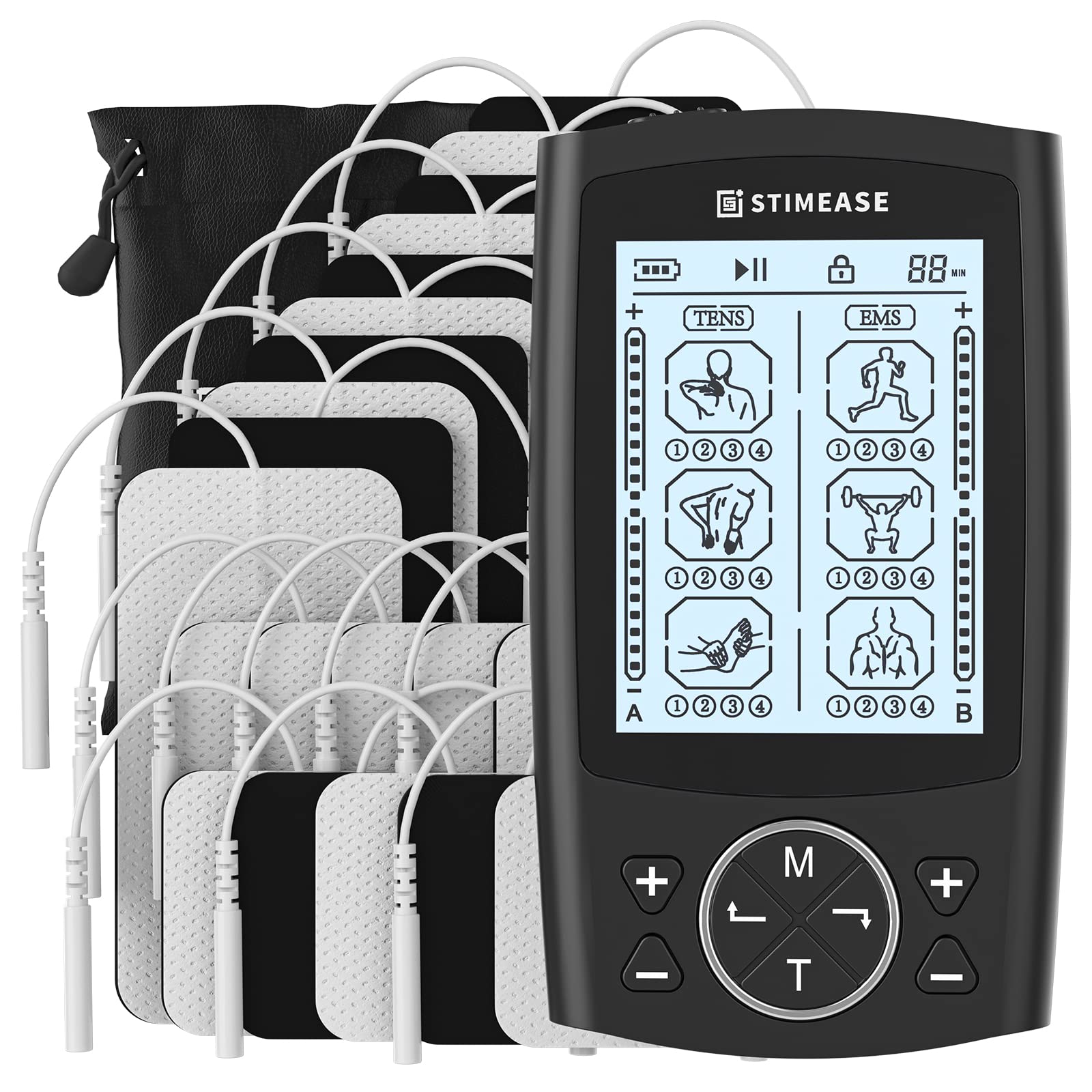 Stimease TENS Unit, 24 Modes Independent Dual Channel TENS EMS