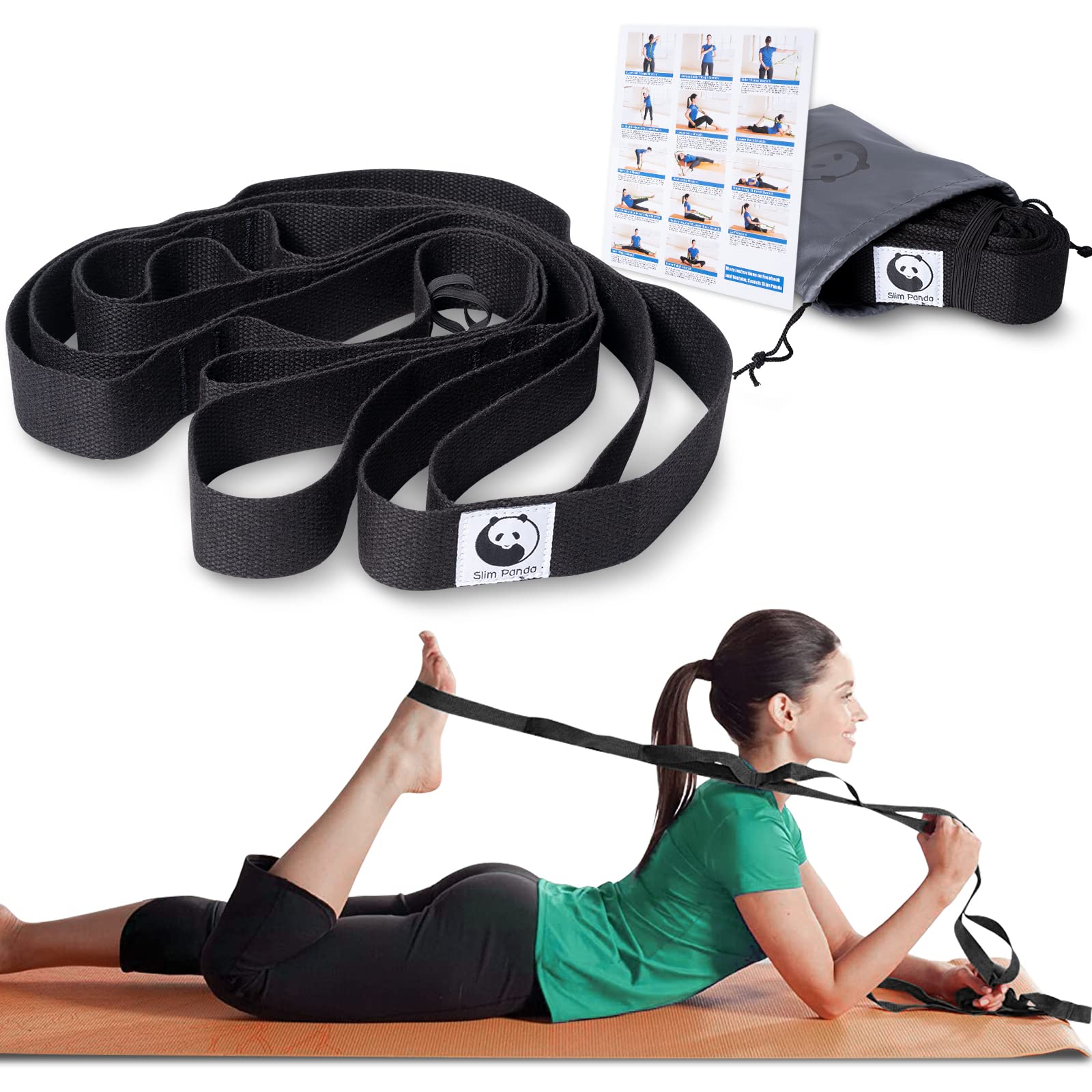 Slim Panda Yoga Stretch Strap,10 Loops Strap for Physiotherapy