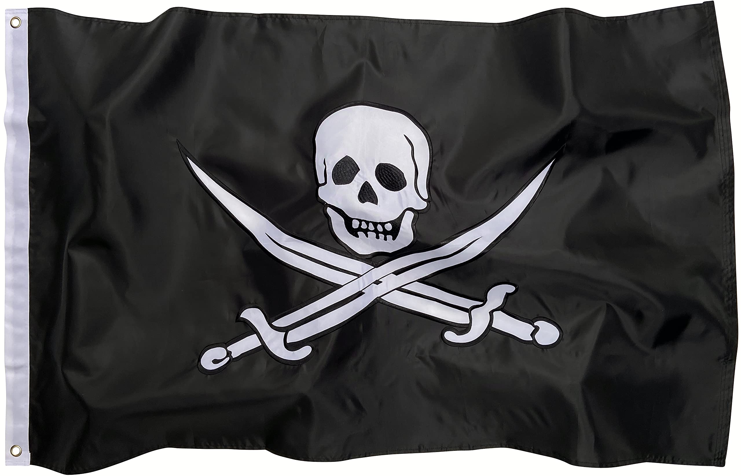 Pirate Flag - 3X5 Foot Outdoor Nylon Jolly Roger Banner Double
