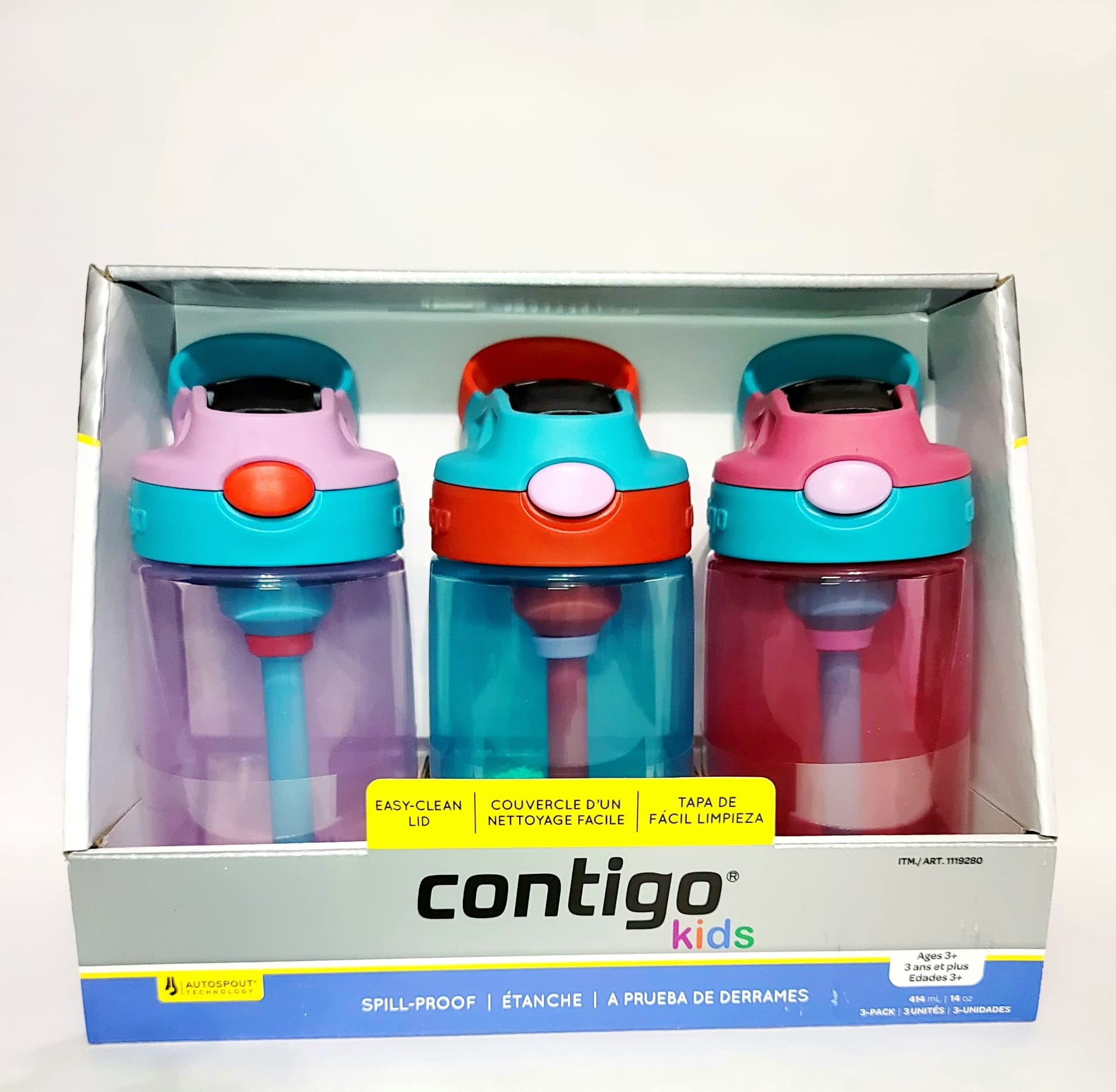 Contigo Kids Water Bottle 14 oz with Autospout Technology Spill Proof  Easy-Clean Lid Design Ages