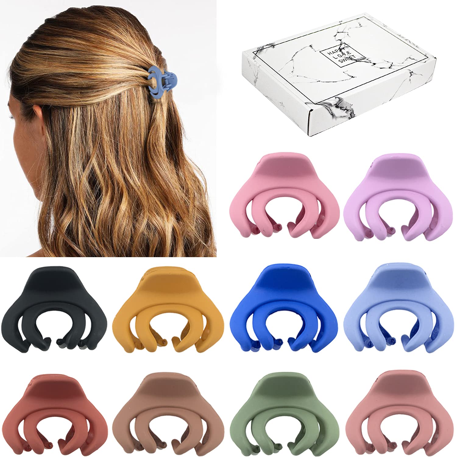 Small Hair Clips for Women Girls Kids, Tiny Hair Claw Clips for Thin/Medium  Thick Hair, 1.5 Inch Mini Hair Jaw Clips Matte Octopus Clip Nonslip Spider  Clip with Gift Box (Pack of