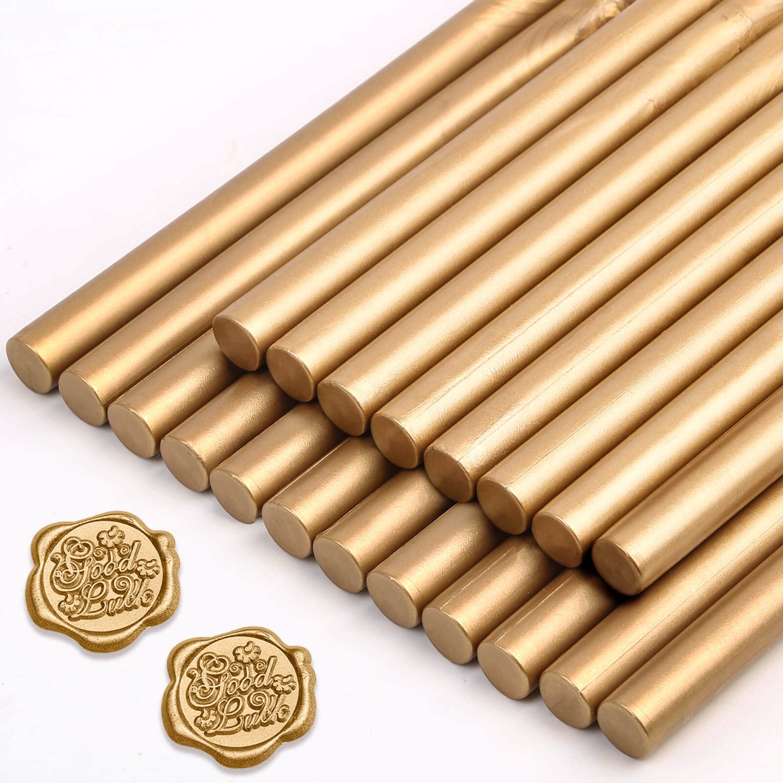 Sealing Wax Sticks Paxcoo 20pcs Wax Seal Sticks Glue Gun Sealing Wax Sticks  for Wedding Invitations Letter Envelope Cards and Crafts (Antique Gold)