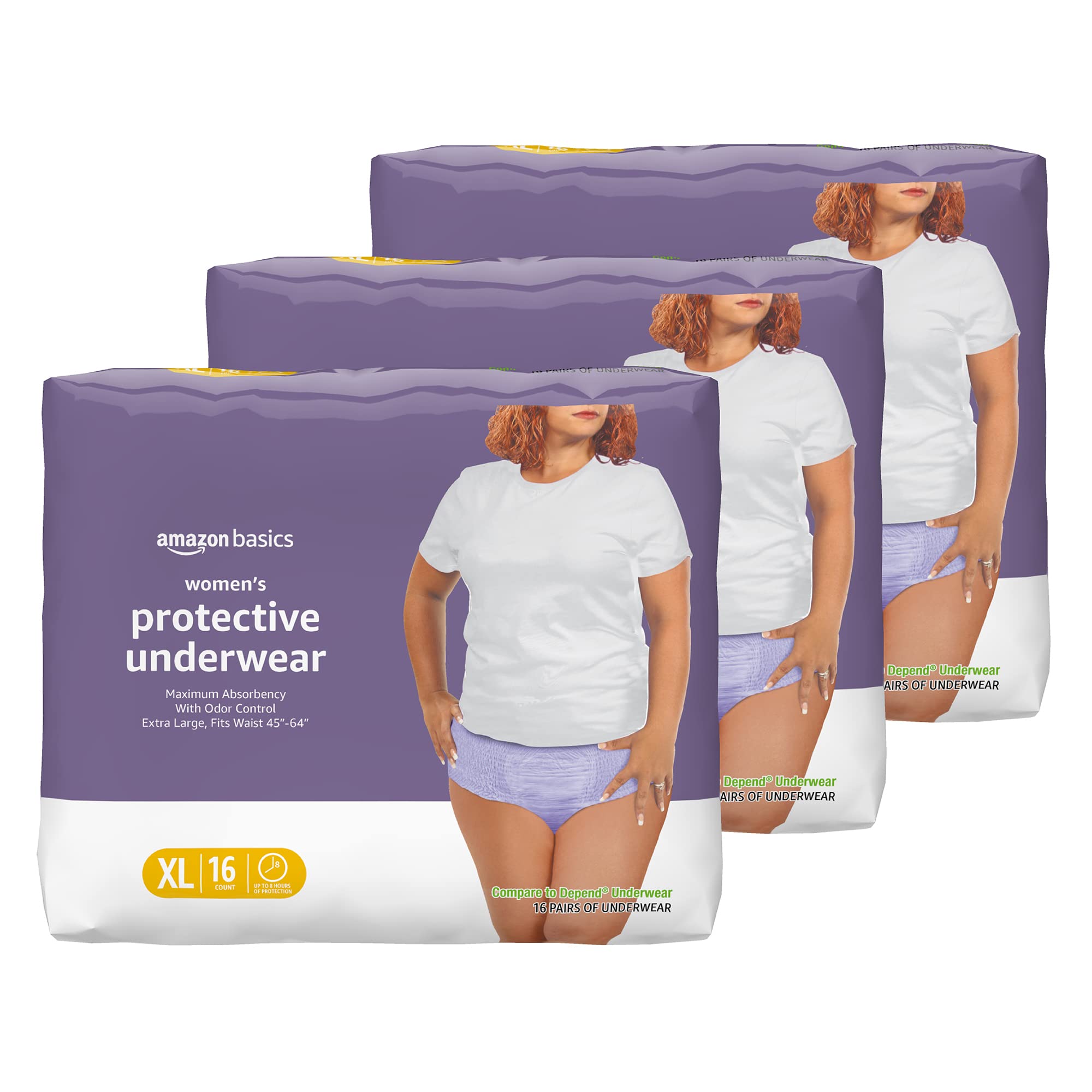 Basics Incontinence & Postpartum Underwear for Women, Maximum  Absorbency, Extra Large, 48 Count, 3 Packs