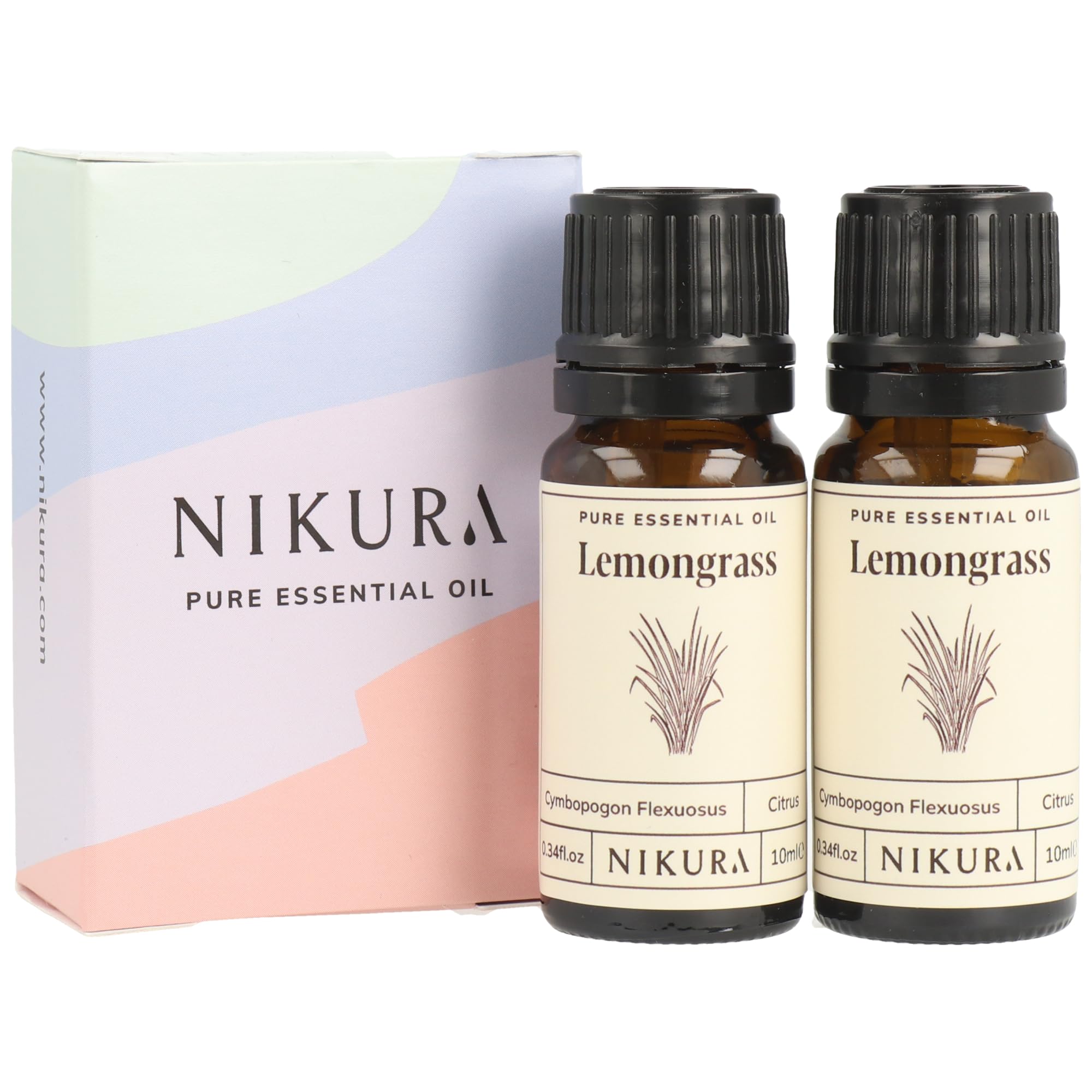 Nikura Lemongrass Essential Oil 20ml (2 x 10ml) 100 Pure Natural
