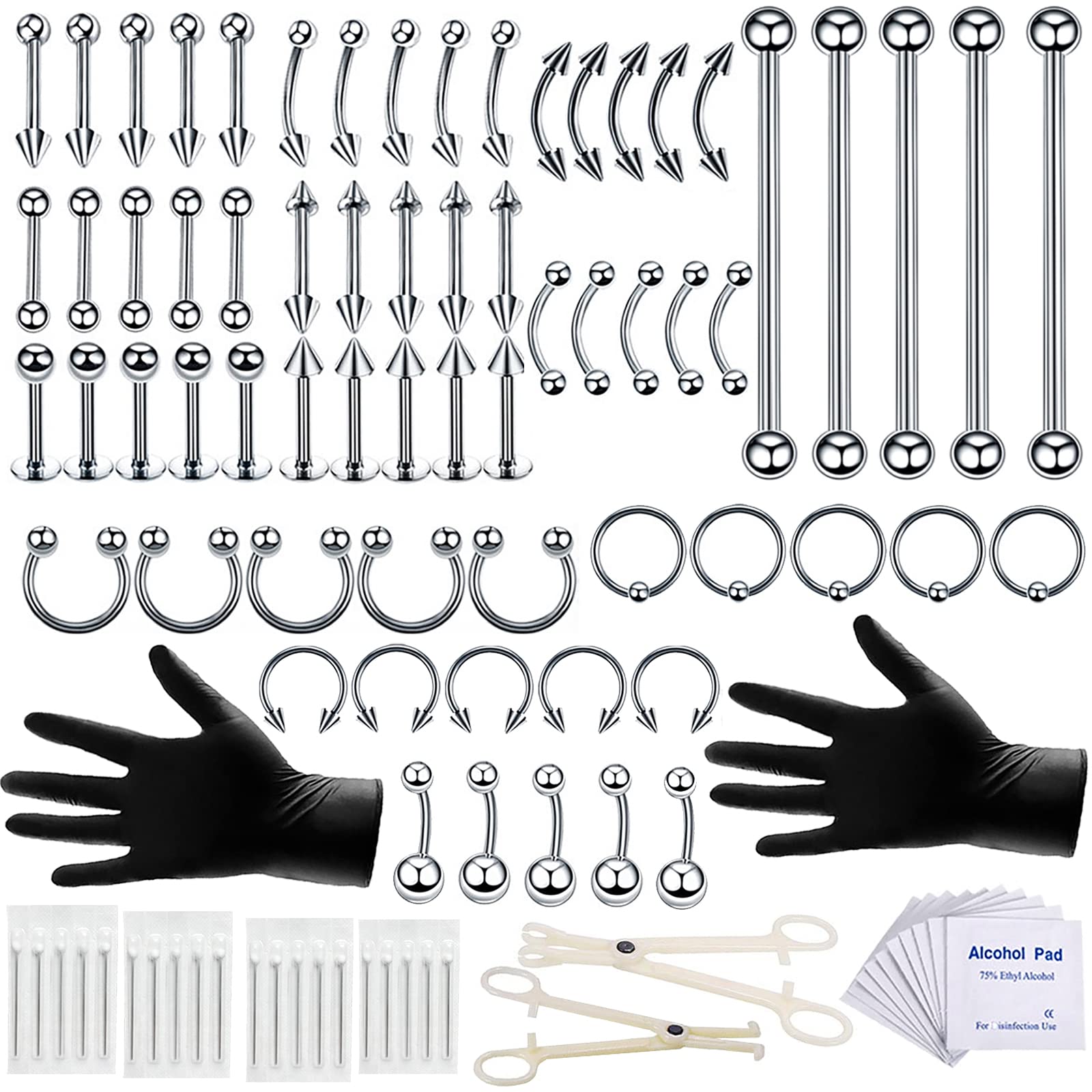 Piercing Needles Kit,100pcs Professional Body Piercing Kit Steel Piercing  Needles Piercing