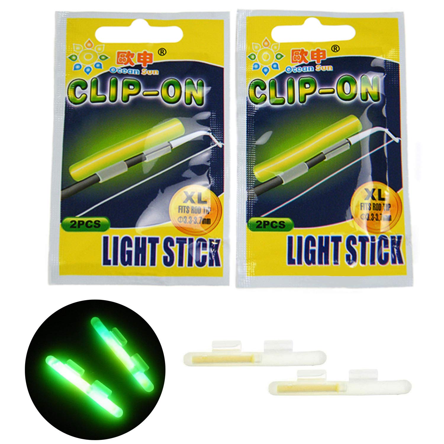 THKFISH Fishing Glow Sticks Rod Tip Glow Sticks Fishing Rod Floats Glow  Sticks Fishing Rod Night Fishing Light Fishing Green Fluorescent Light  20pcs(10bags) #M #L #XL 20pcs(10bags) #M (2.0-2.6mm)