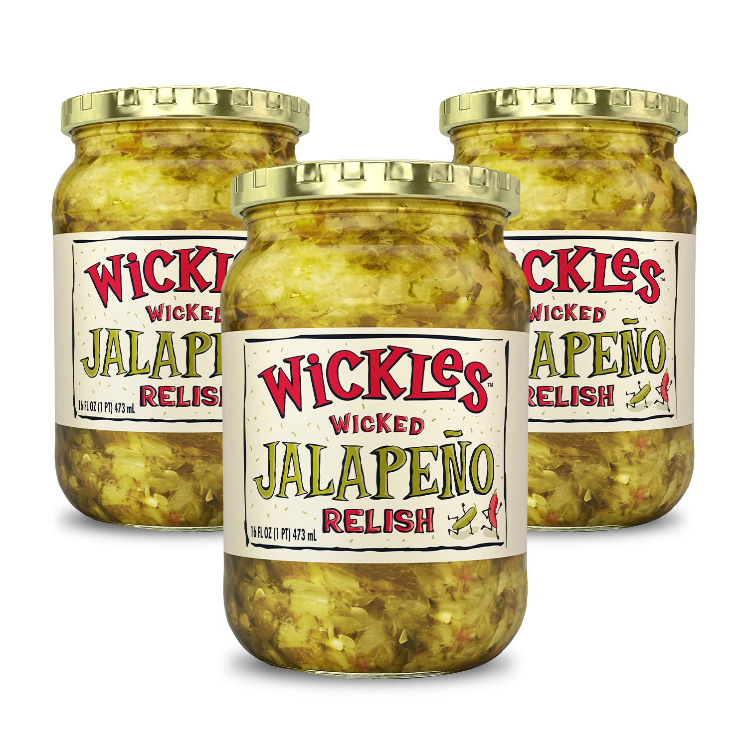 Wickles Wicked Jalapeno Relish, 16 OZ (Pack of 3)