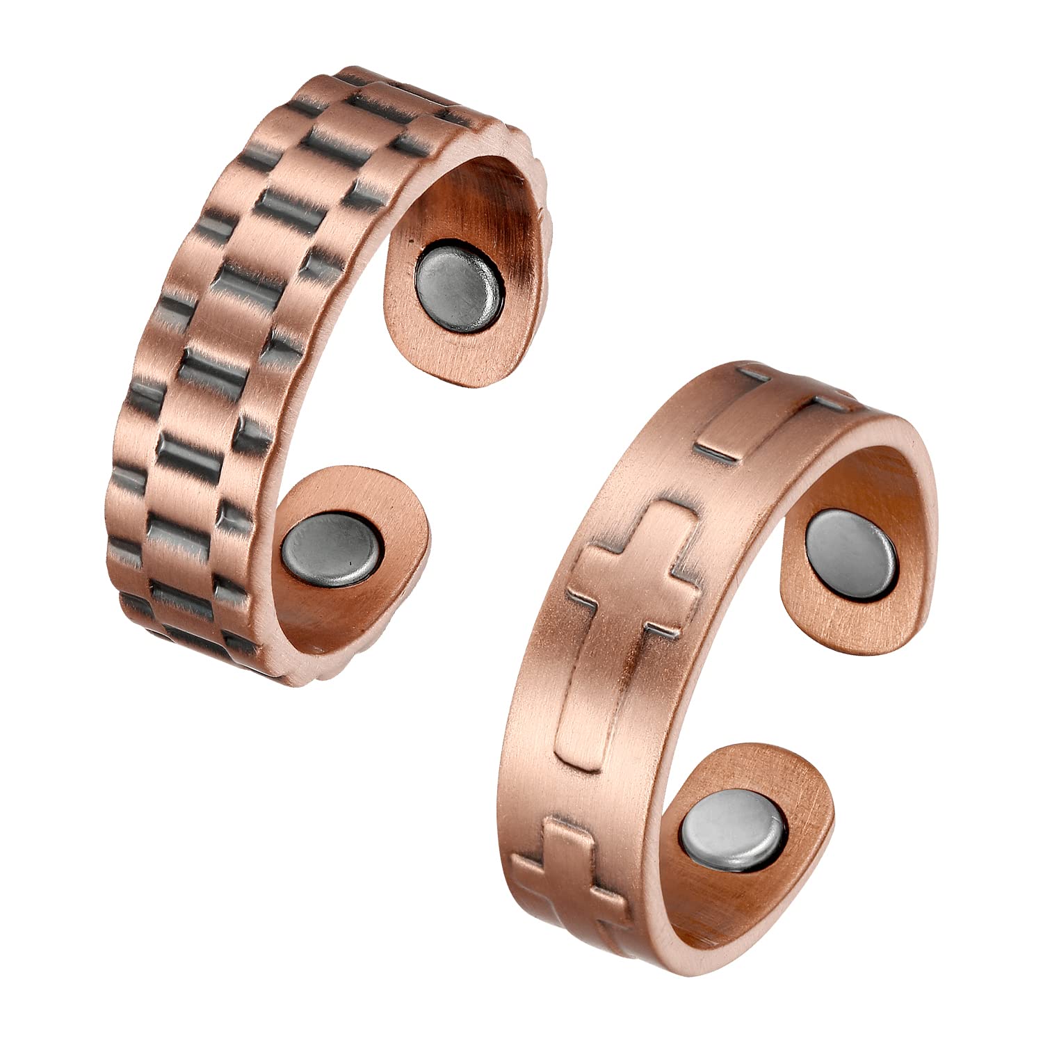  Earth Therapy, The Original Pure Copper Magnetic Ring for Men  and Women - Adjustable Sizing : Health & Household