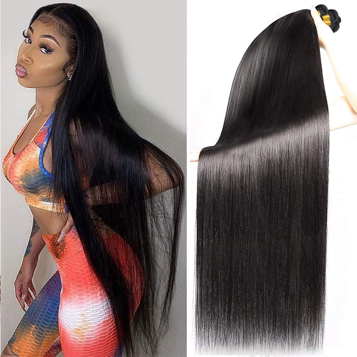 12A Brazilian Virgin Straight Hair 3 Bundles 28 30 32 Inches 100%  Unprocessed Long inch Silk Straight Hair Bundles Natural Black Color Can Be  Dyed and Bleached 283032 Straight 3 Bundles