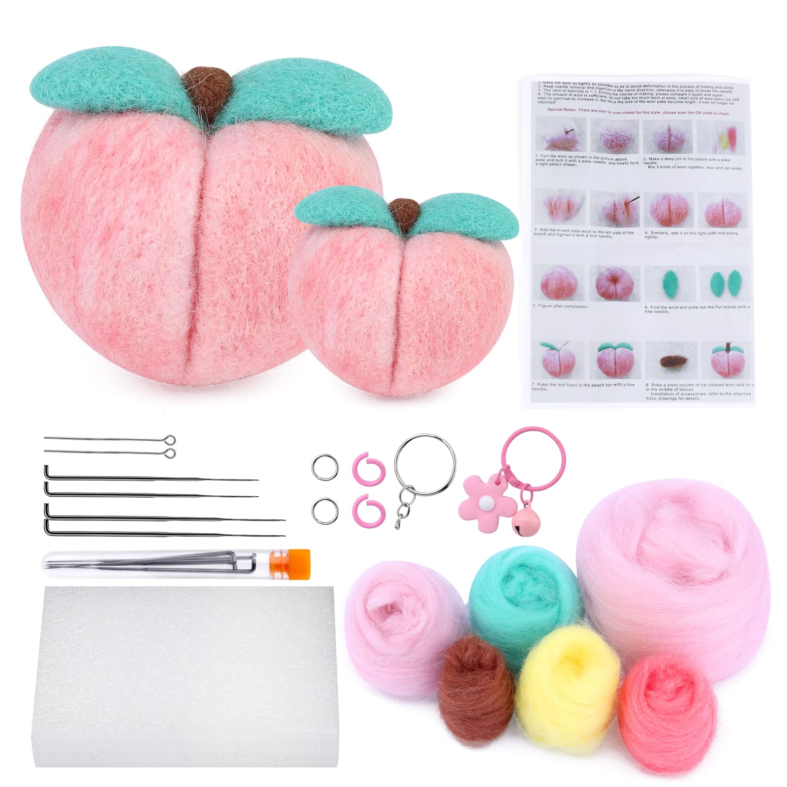 Mayboos Needle Felting Kit,12 Pieces Doll Making Wool Needle Felting Starter Kit with Instruction,Felting Foam Mat and DIY Needle Felting Supply for