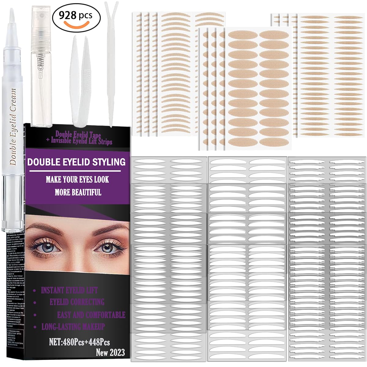 Eyelid Tape - 400 Count of Double Eyelid Lifter Strips for a Dramatic,  Surgery-Free Instant Eye Lift, Suitable for Uneven or Monolids, Say Goodbye  to