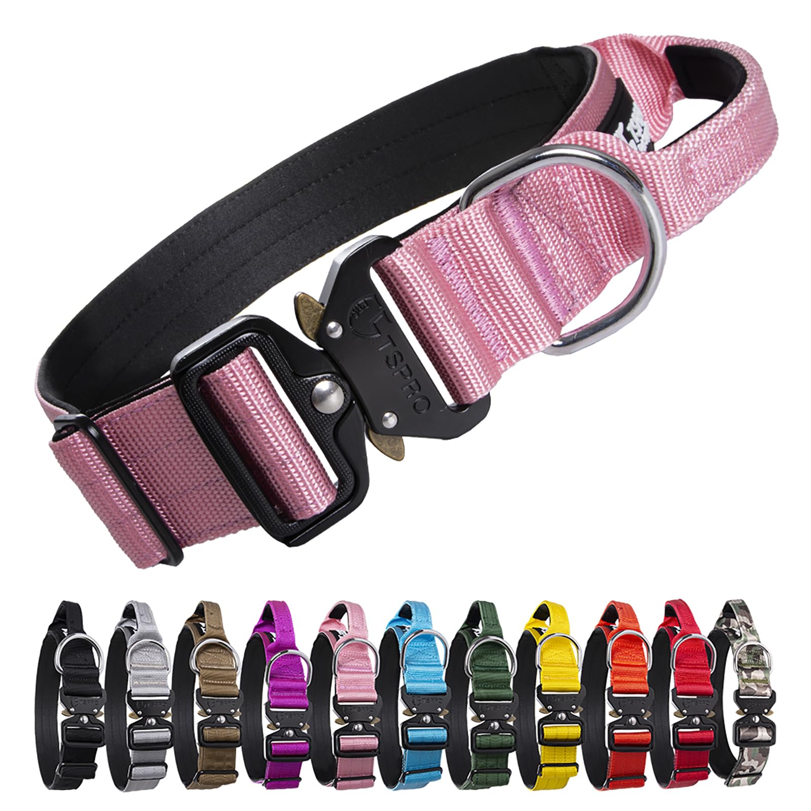 Tactical Dog Collar With Handle - Heavy Duty Nylon Military Collar With Metal Buckle